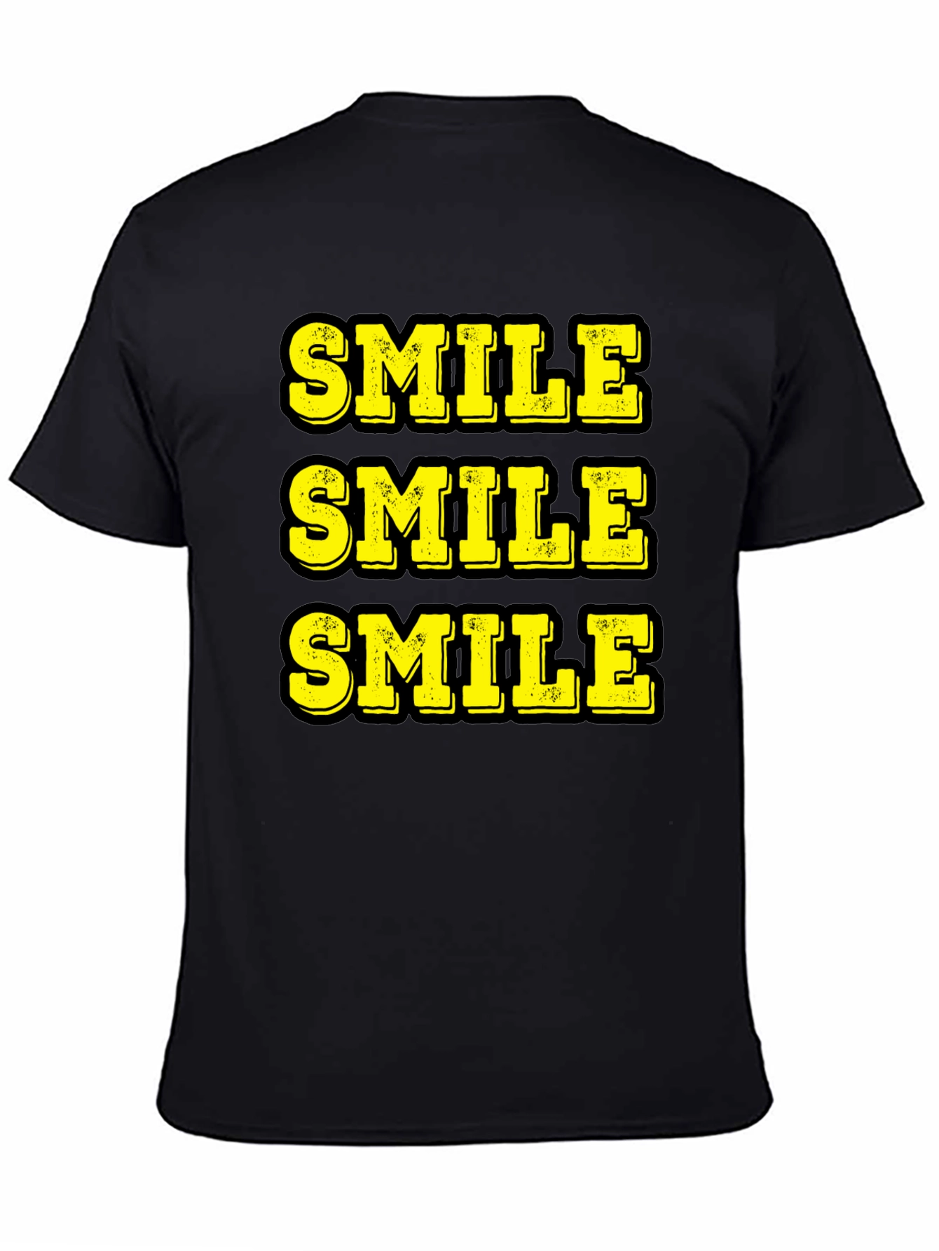 Triple Smile Graphic Tee - Black Cotton T-Shirt