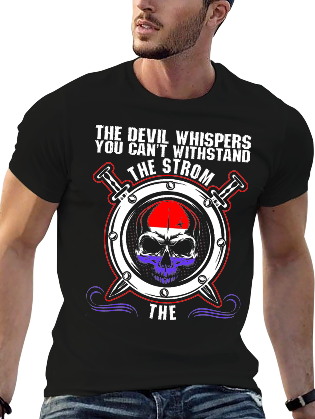 The Devil Whispers T-Shirt Strom Skull Graphic Tee