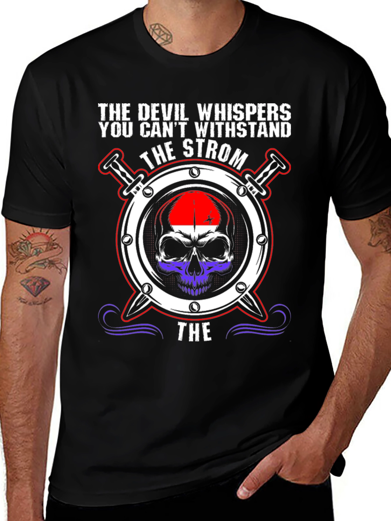 The Devil Whispers T-Shirt Strom Skull Graphic Tee
