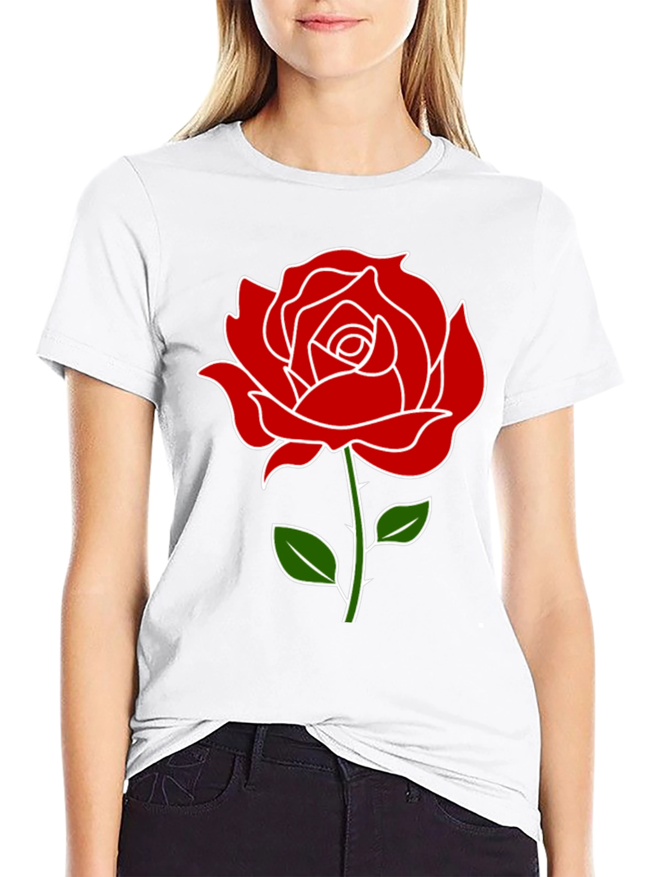 Rose Graphic Tee - Black Casual T-Shirt