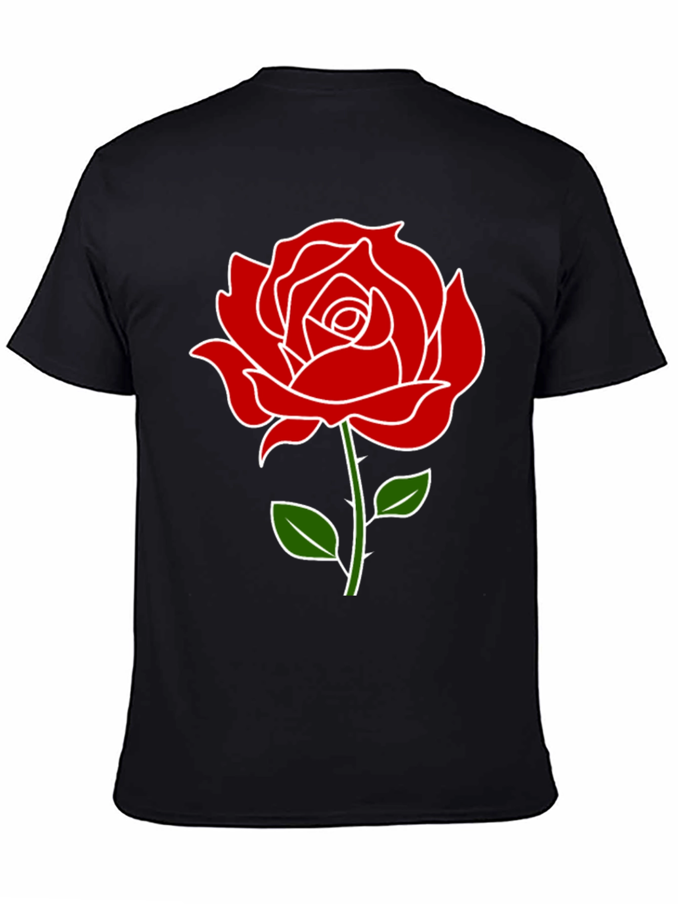 Rose Graphic Tee - Black Casual T-Shirt