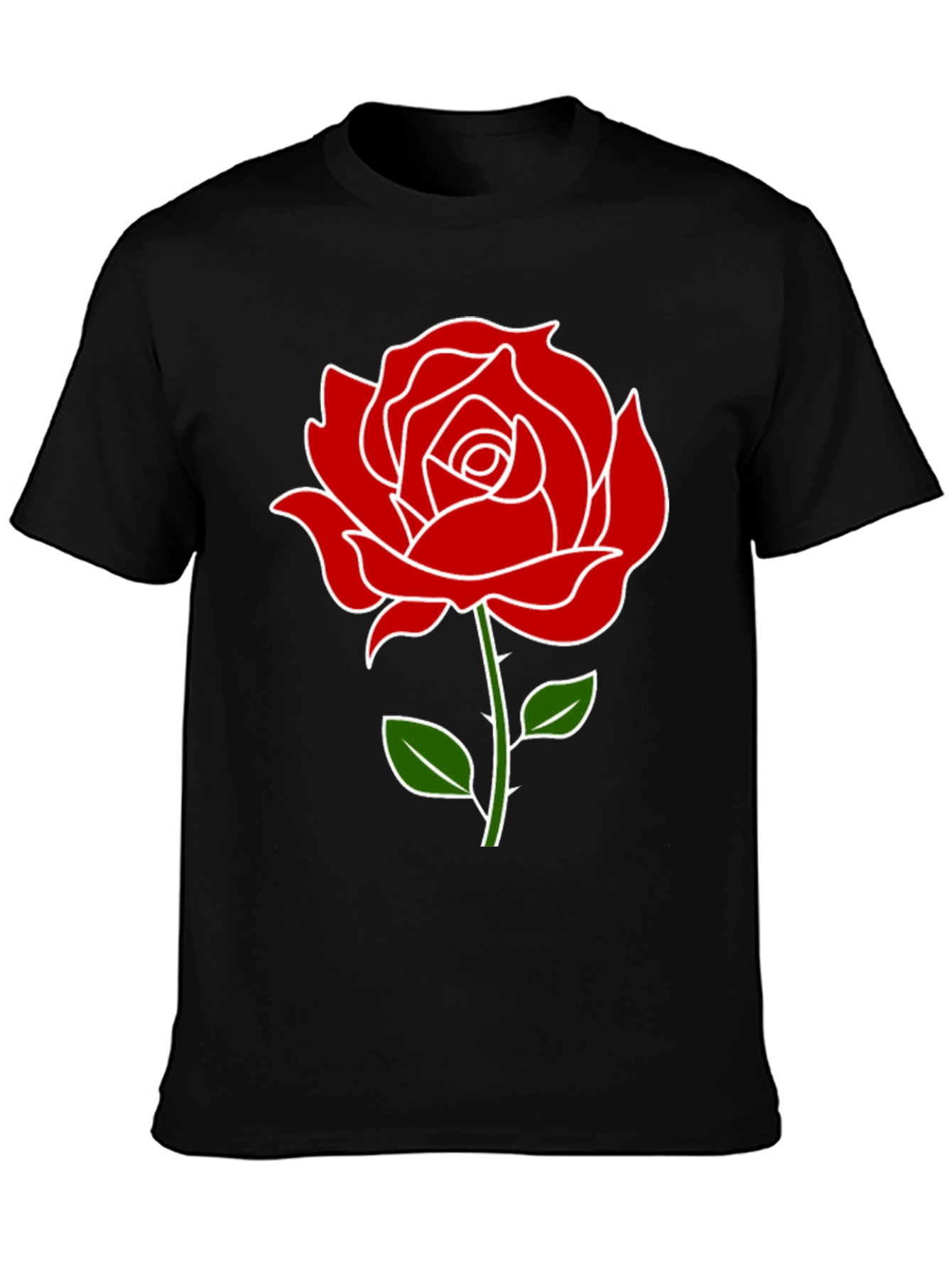 Rose Graphic Tee - Black Casual T-Shirt