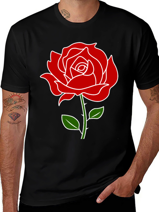 Rose Graphic Tee - Black Casual T-Shirt