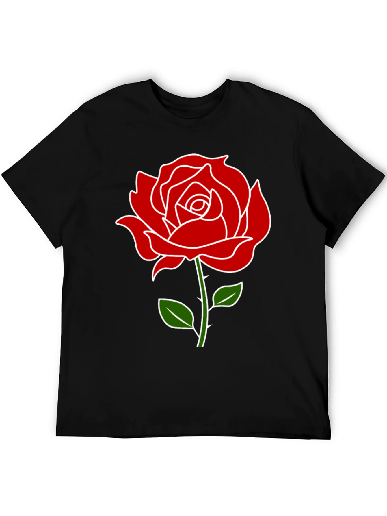 Rose Graphic Tee - Black Casual T-Shirt