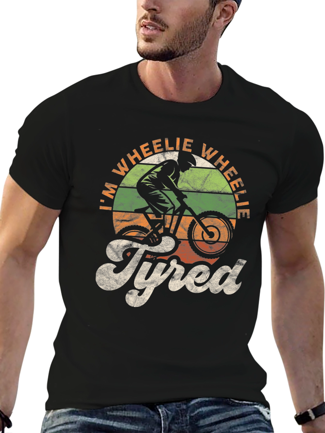 Wheelie Tired T-Shirt: Mountain Biker Graphic Tee