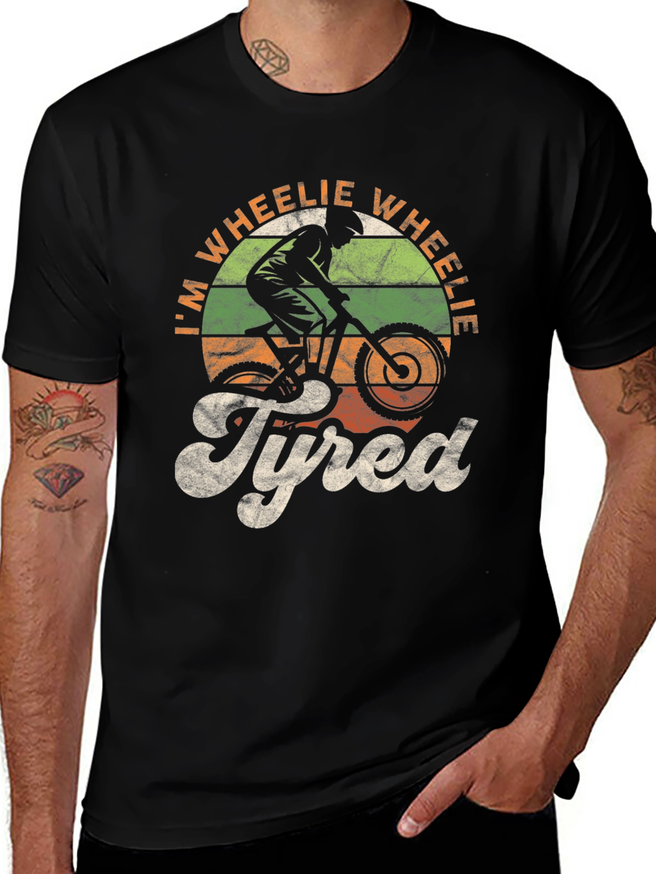 Wheelie Tired T-Shirt: Mountain Biker Graphic Tee