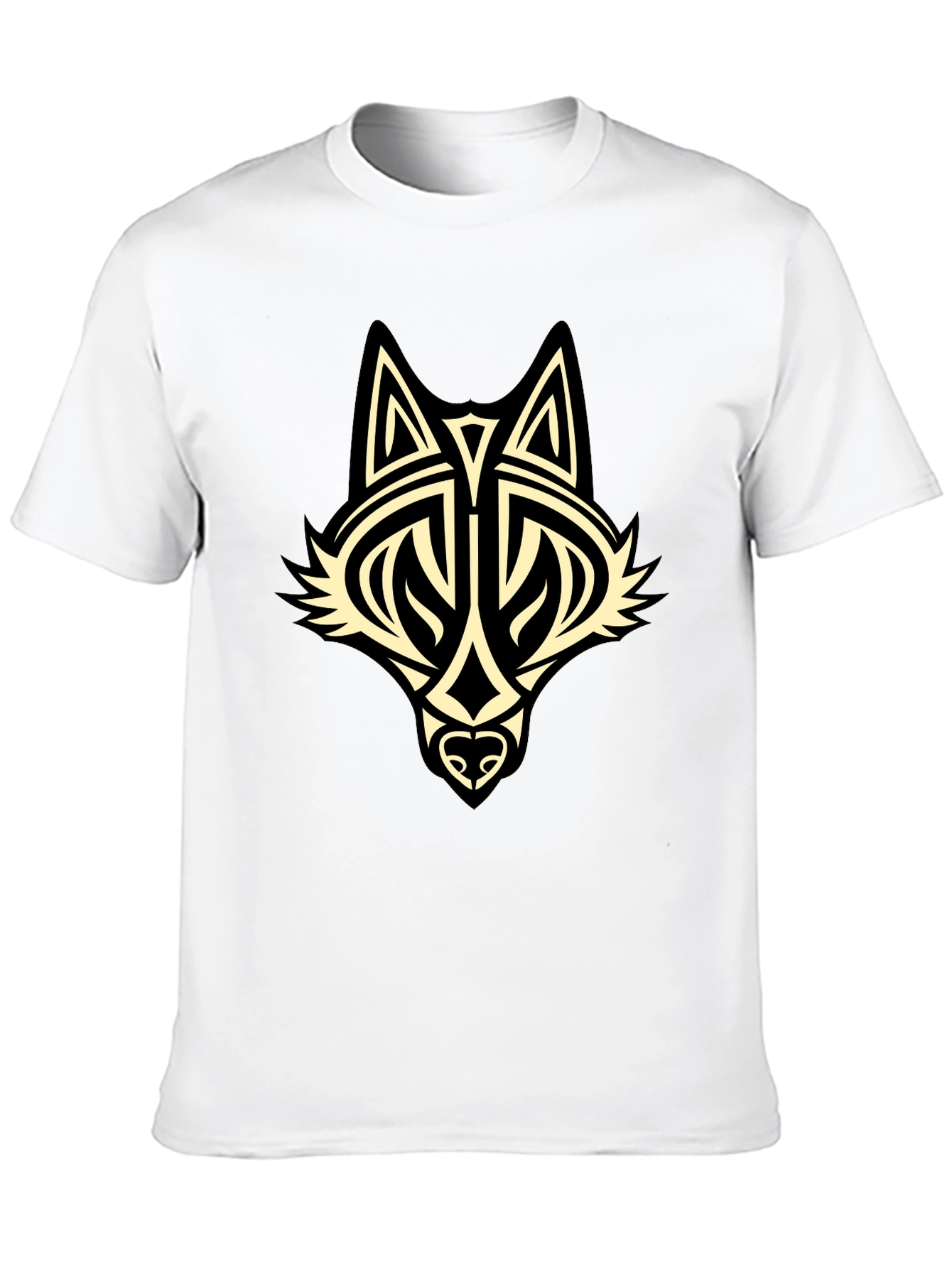 Tribal Wolf Graphic Black T-Shirt