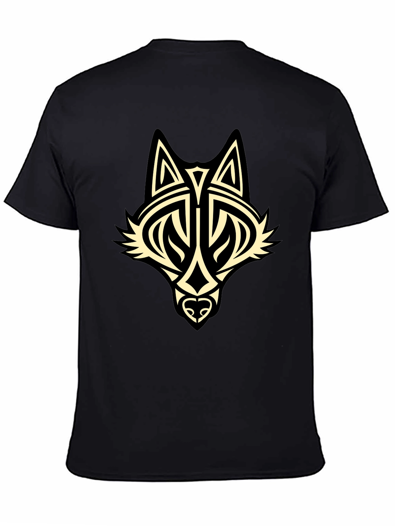 Tribal Wolf Graphic Black T-Shirt