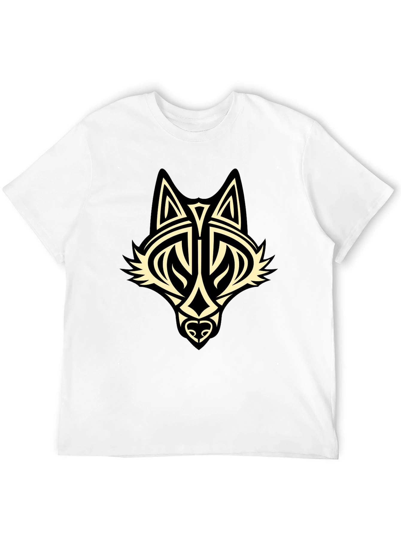 Tribal Wolf Graphic Black T-Shirt