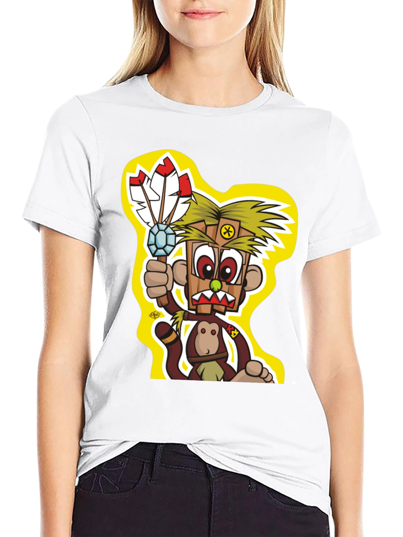 Cartoon Monkey T-Shirt - Black Graphic Tee