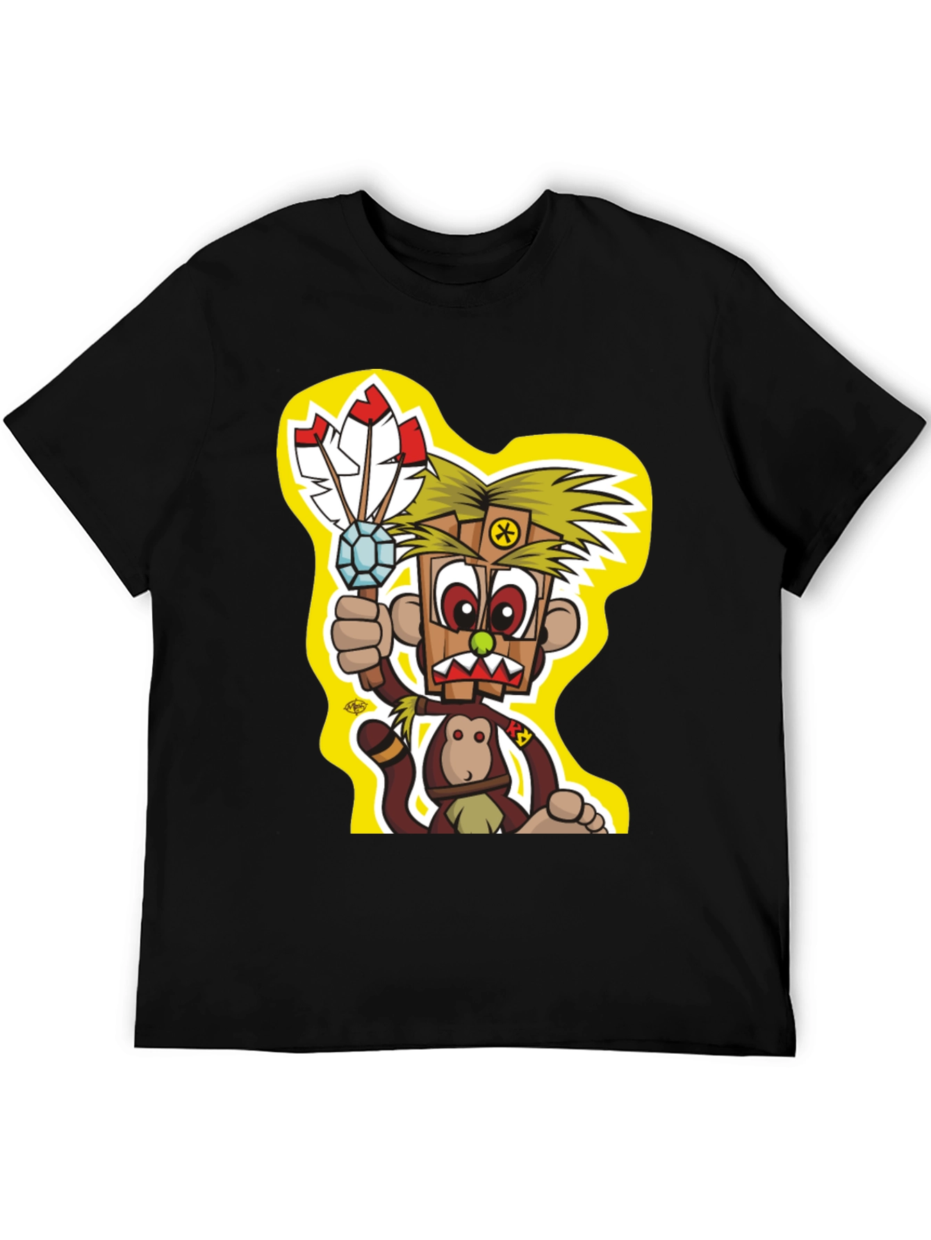 Cartoon Monkey T-Shirt - Black Graphic Tee