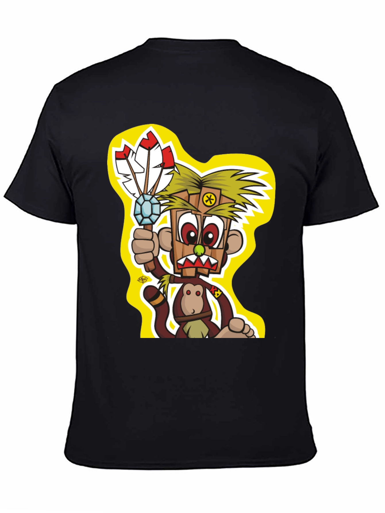 Cartoon Monkey T-Shirt - Black Graphic Tee