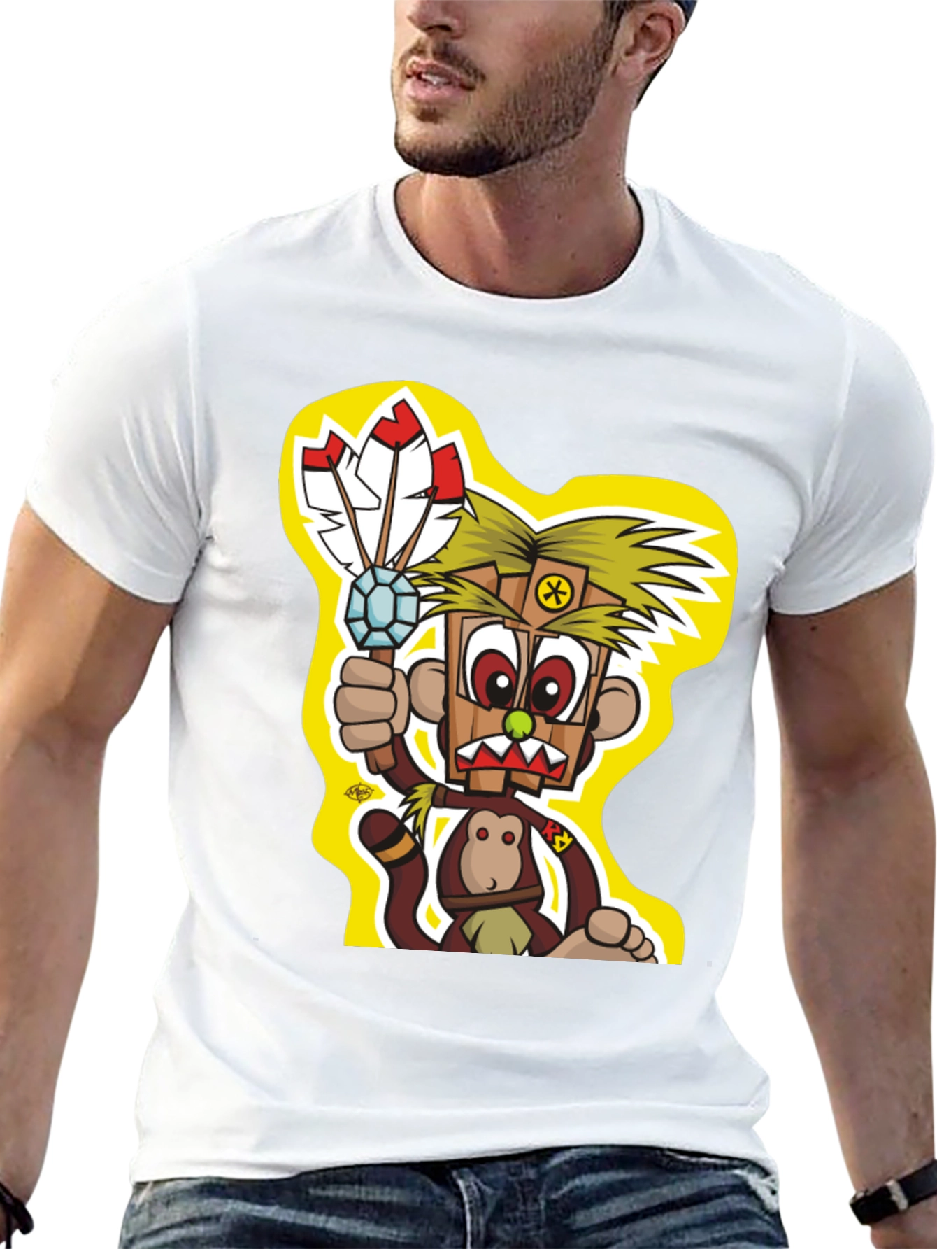 Cartoon Monkey T-Shirt - Black Graphic Tee