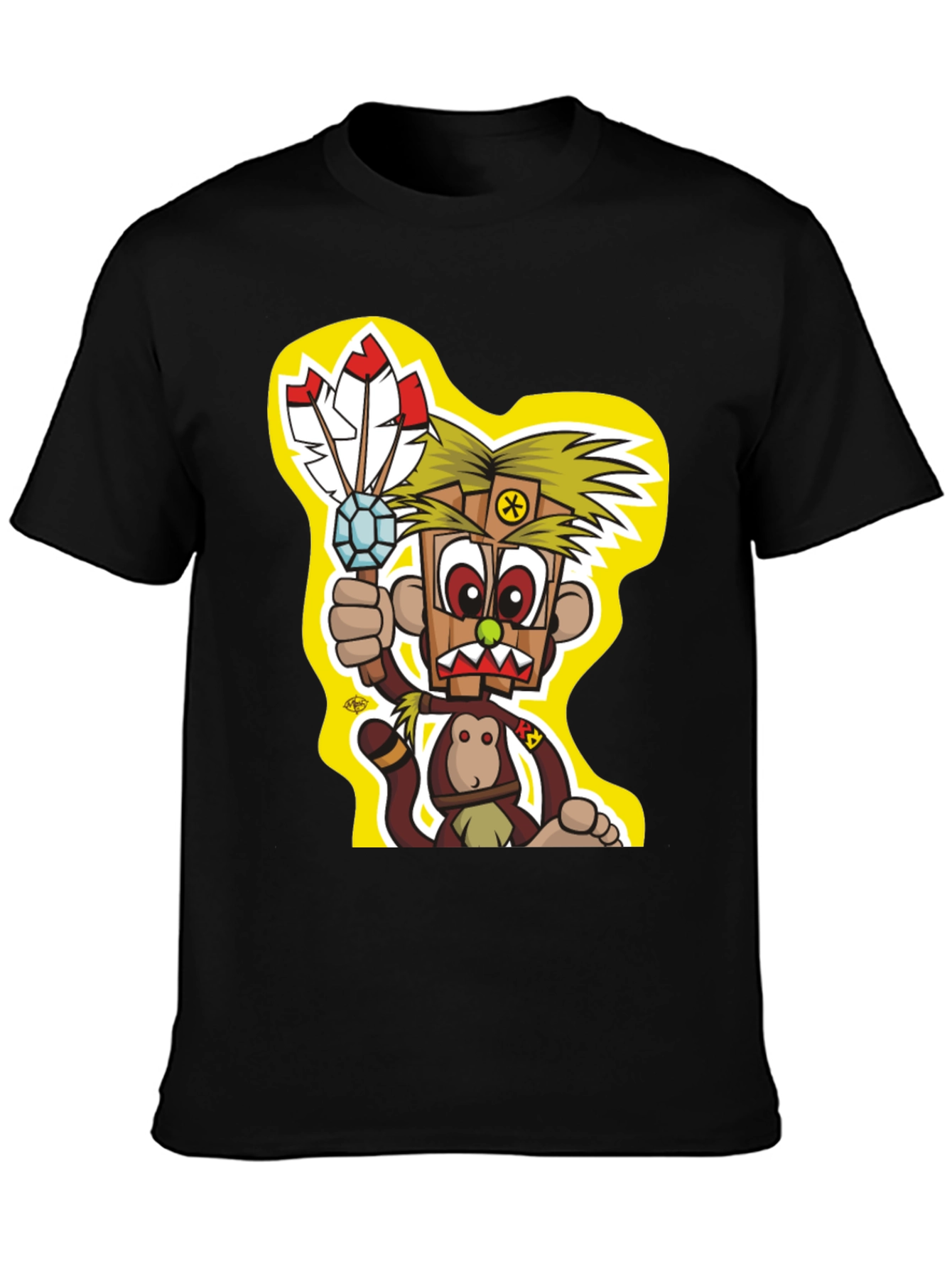 Cartoon Monkey T-Shirt - Black Graphic Tee