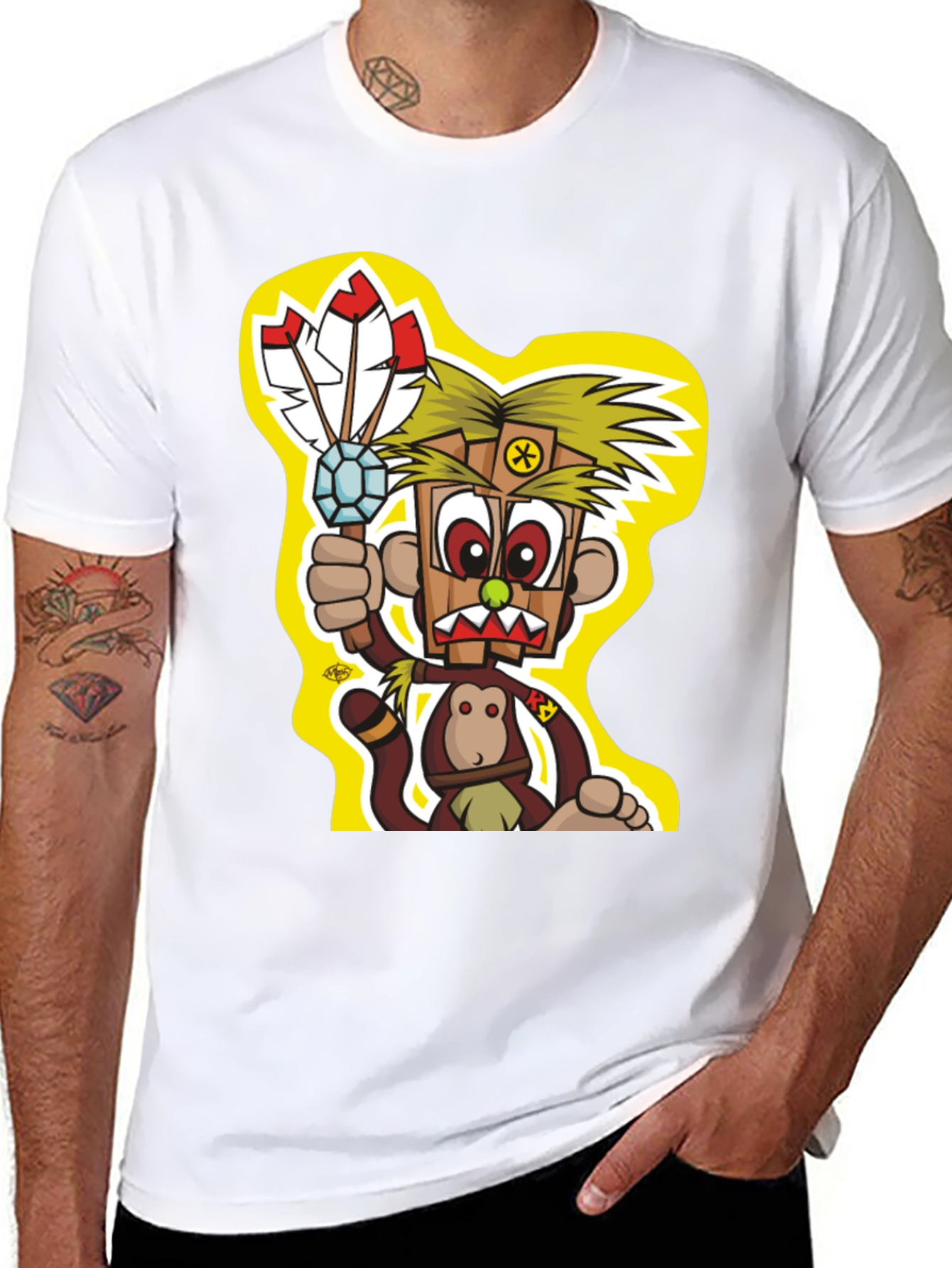 Cartoon Monkey T-Shirt - Black Graphic Tee