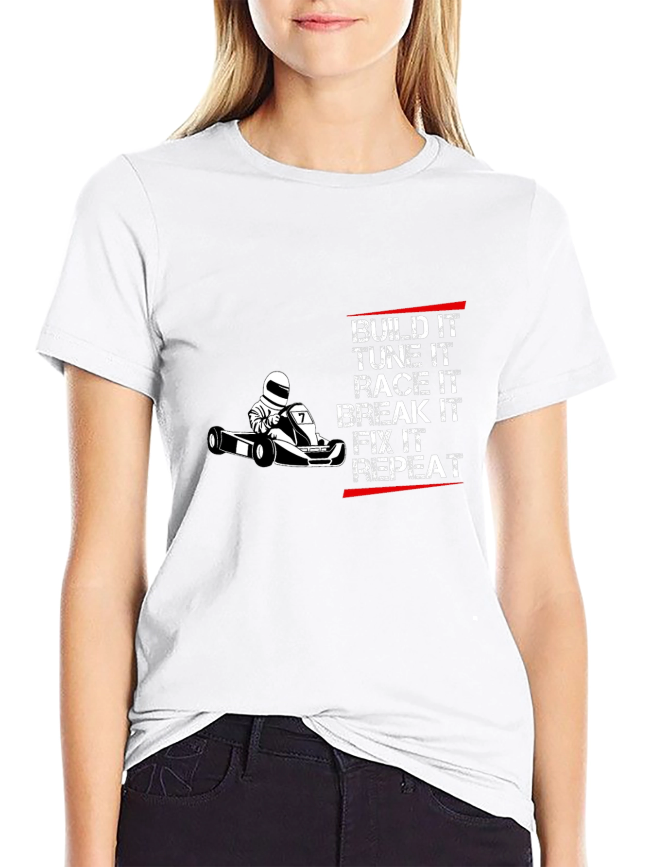 Build Race Repeat Black Graphic T-Shirt