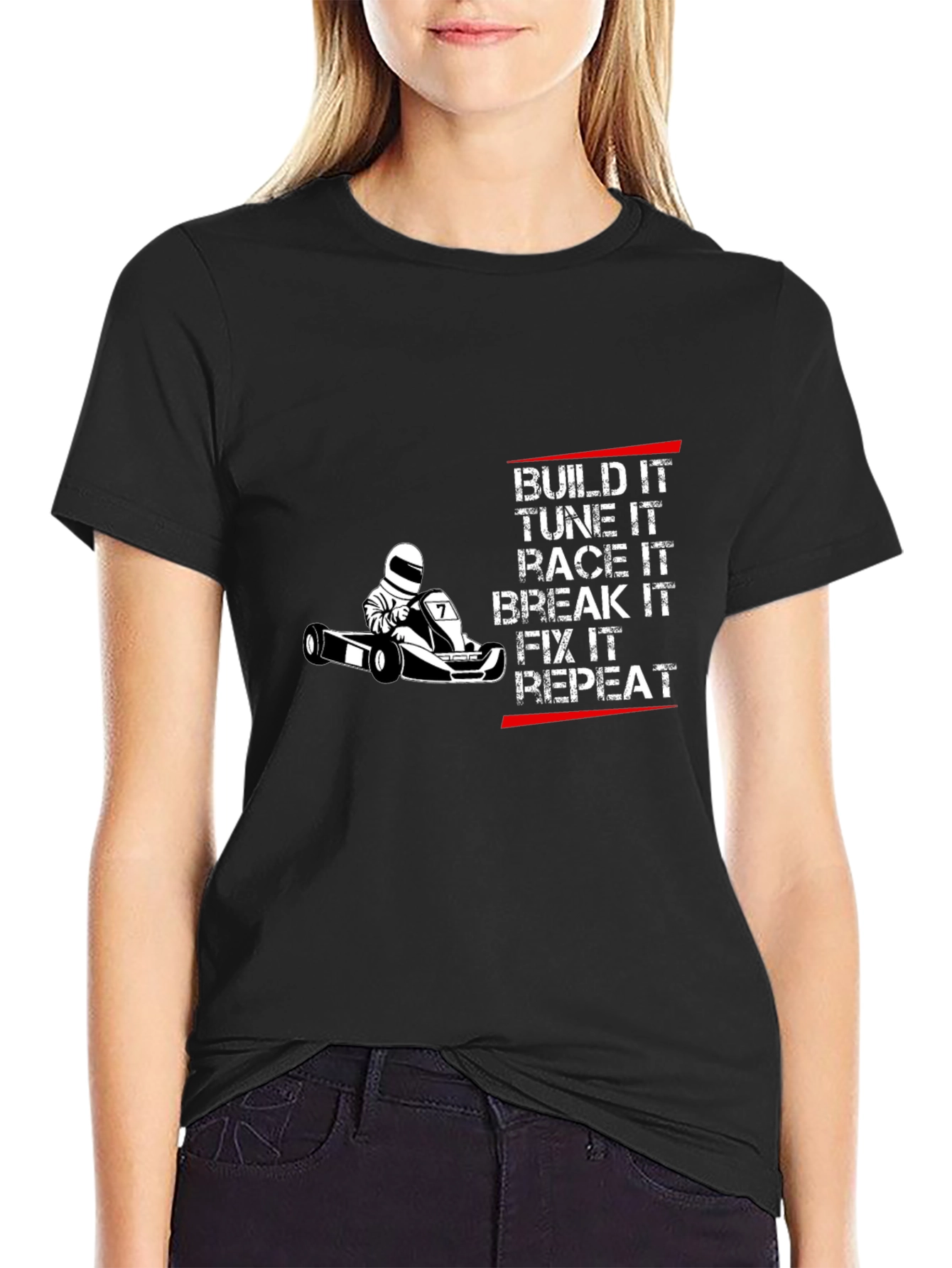 Build Race Repeat Black Graphic T-Shirt