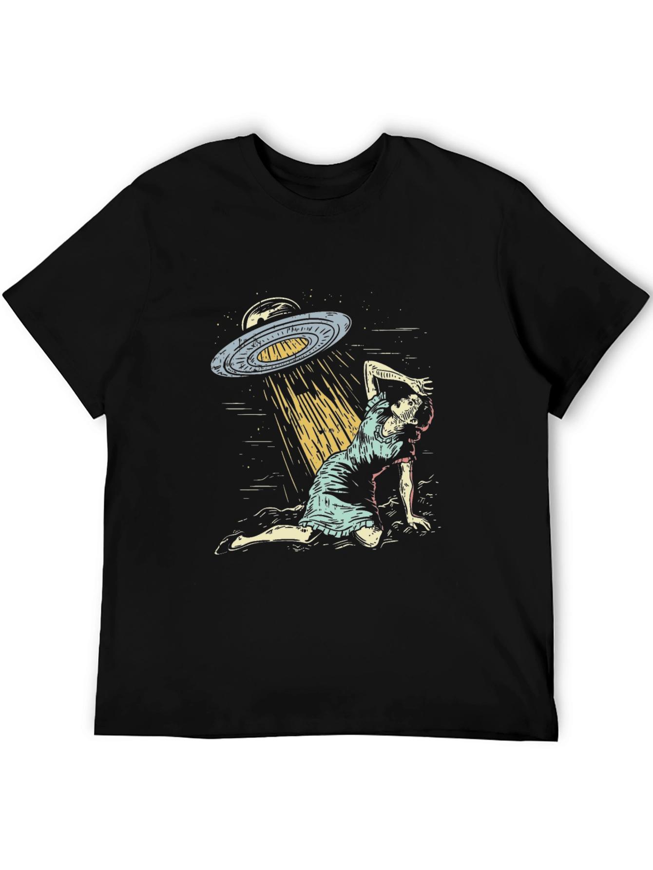 UFO Abduction Graphic T-Shirt - Black