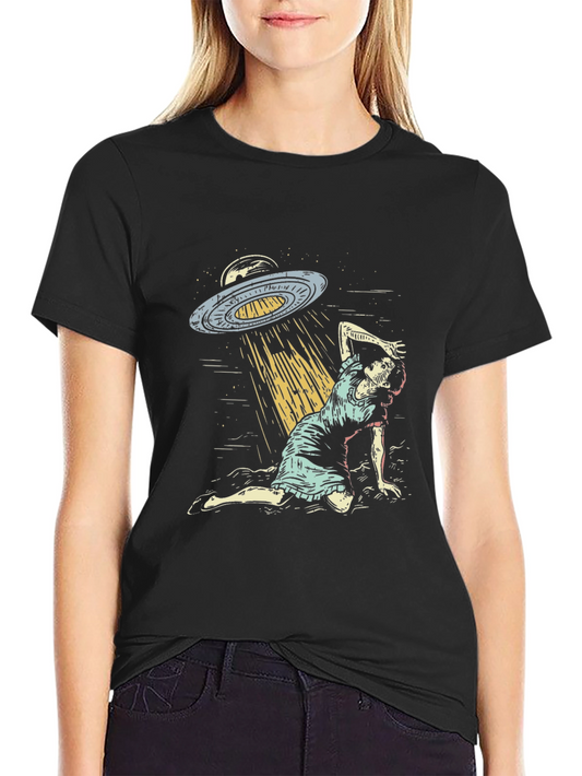 UFO Abduction Graphic T-Shirt - Black