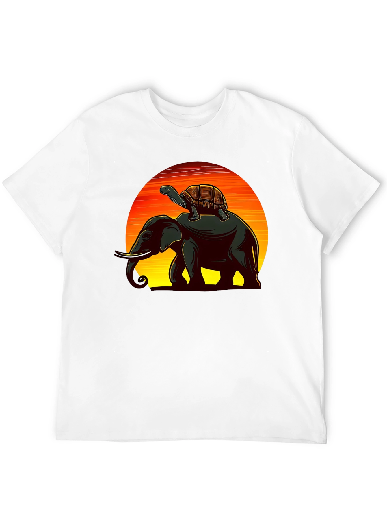 Elephant & Turtle Graphic Black T-Shirt