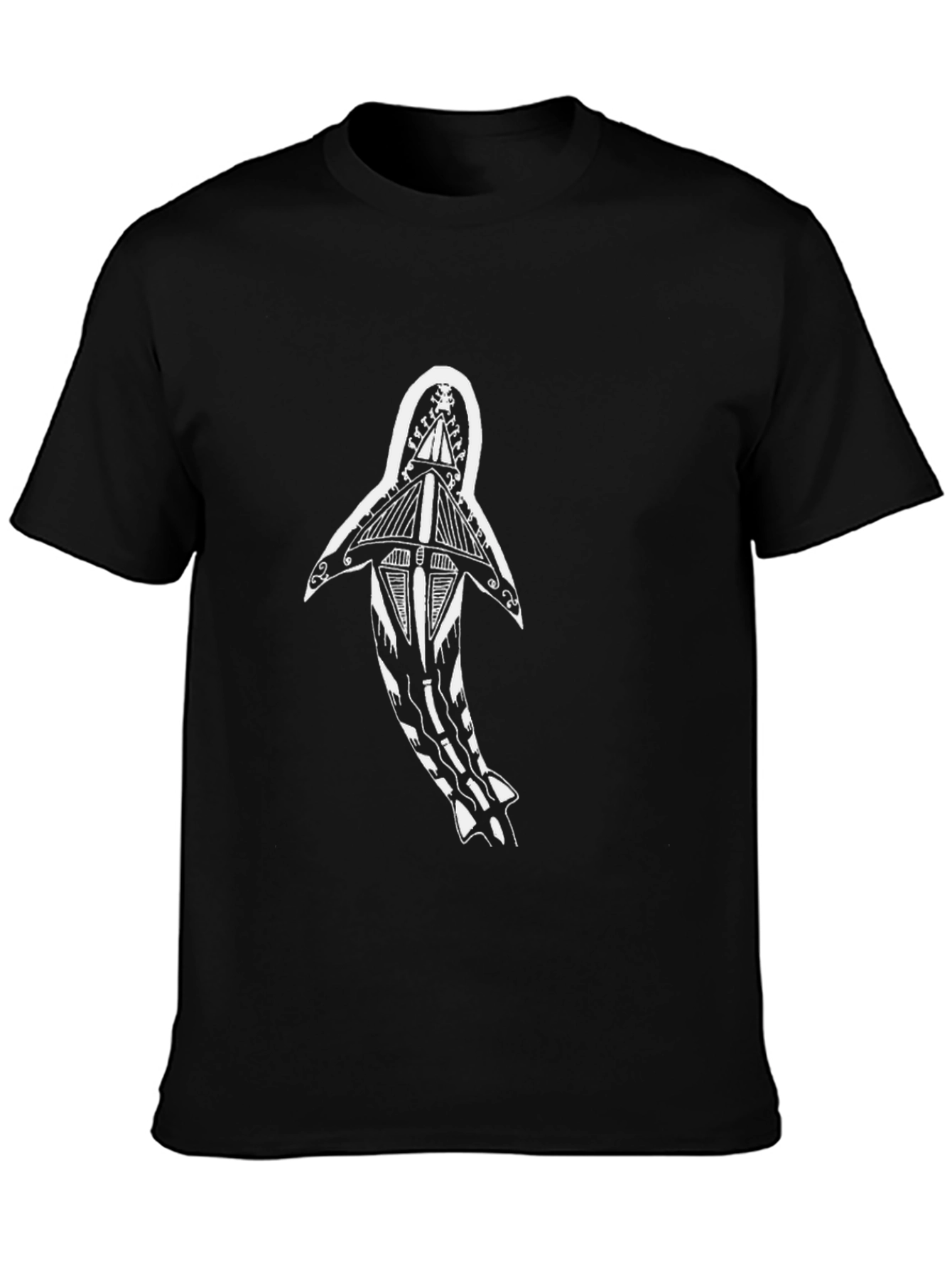 Tribal Shark Graphic Tee - Black Casual Shirt
