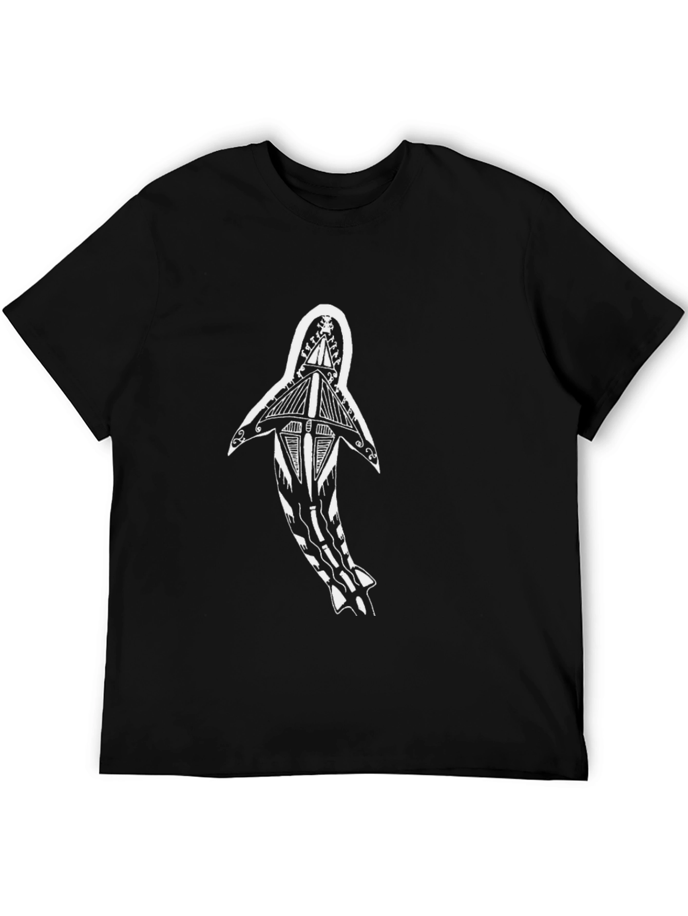 Tribal Shark Graphic Tee - Black Casual Shirt