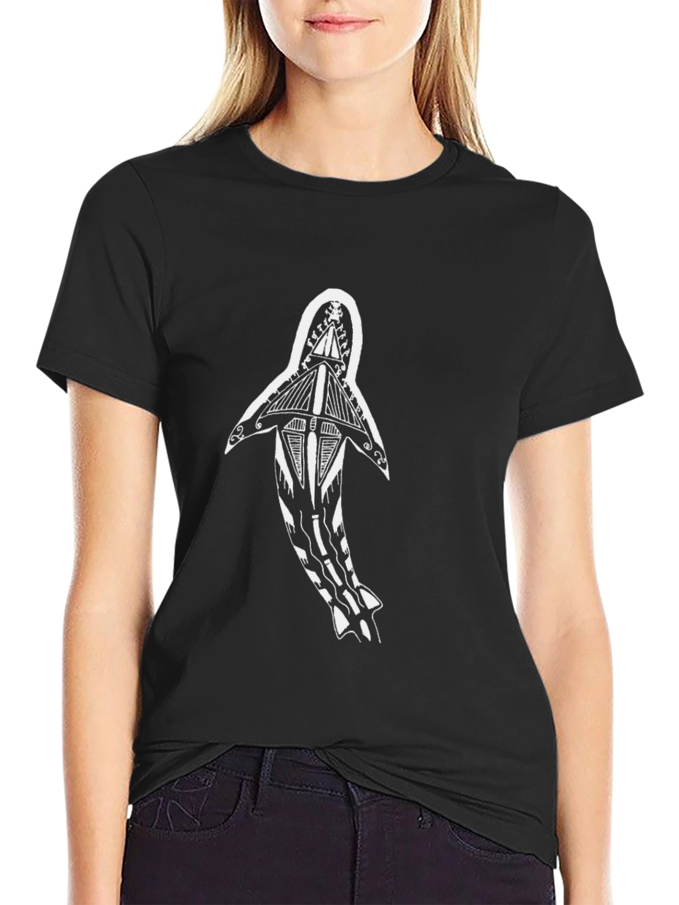 Tribal Shark Graphic Tee - Black Casual Shirt