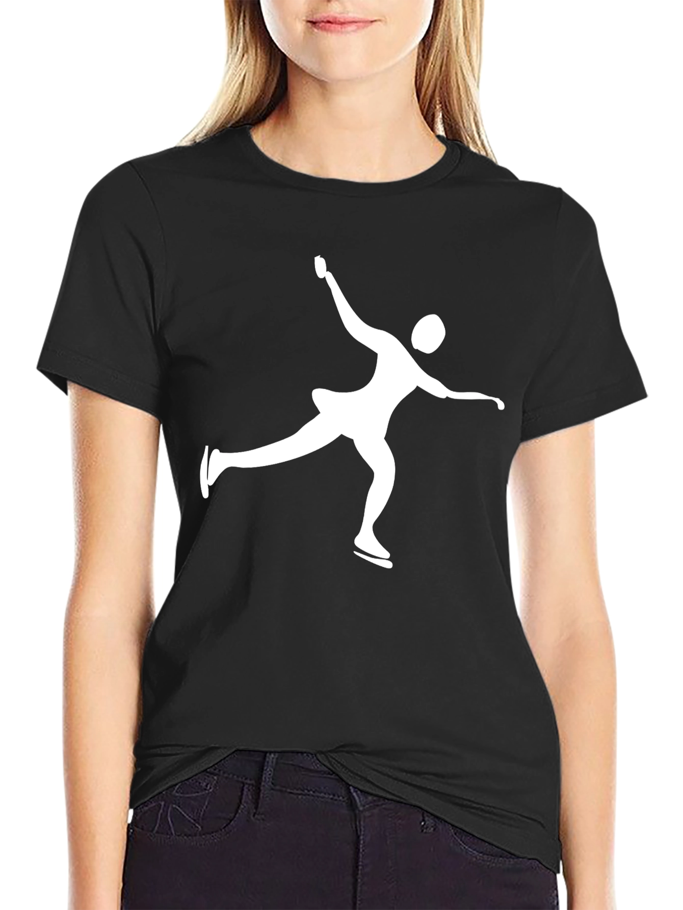 Ice Skating Graphic Tee - Black Cotton Shirt