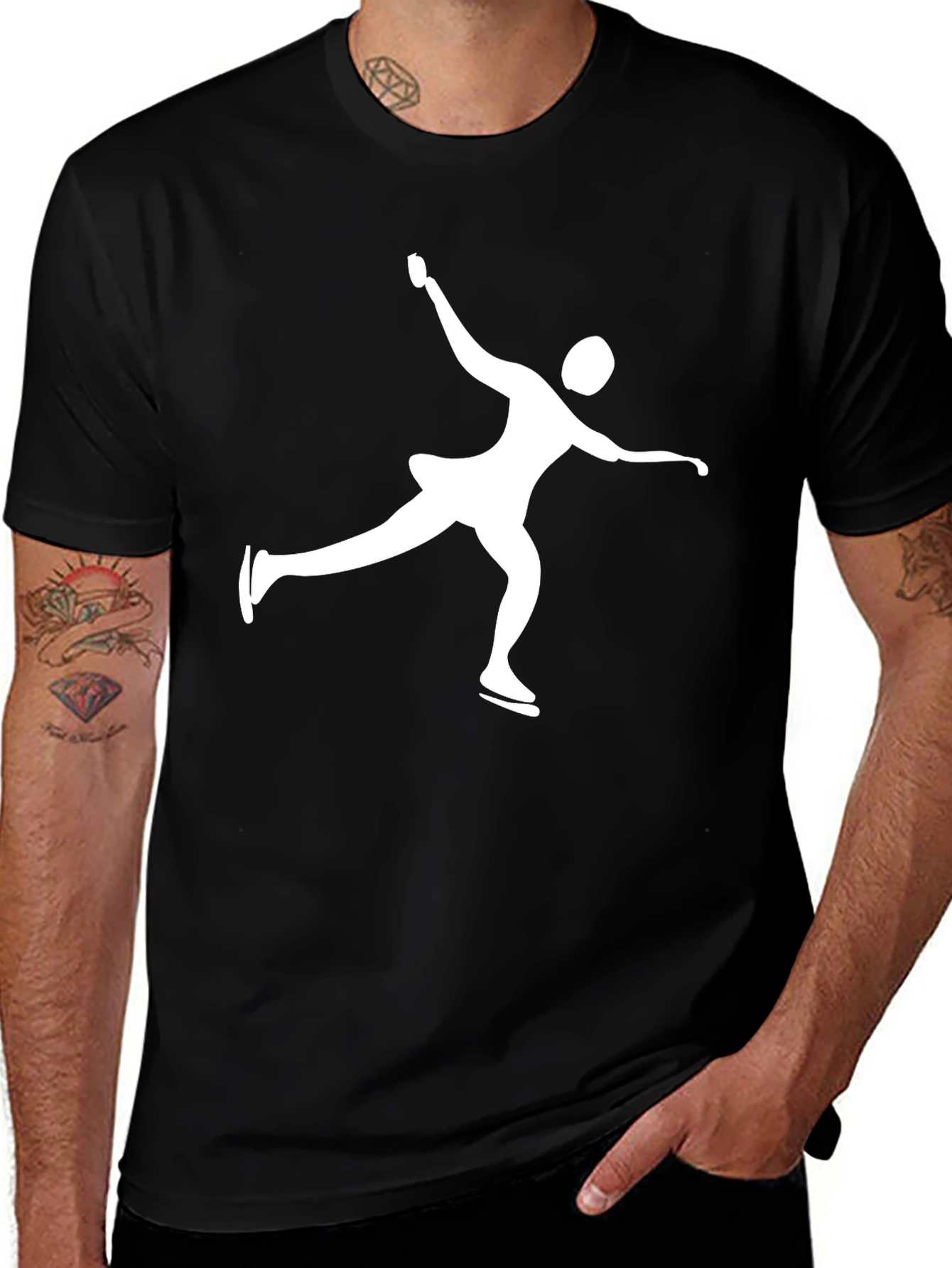 Ice Skating Graphic Tee - Black Cotton Shirt