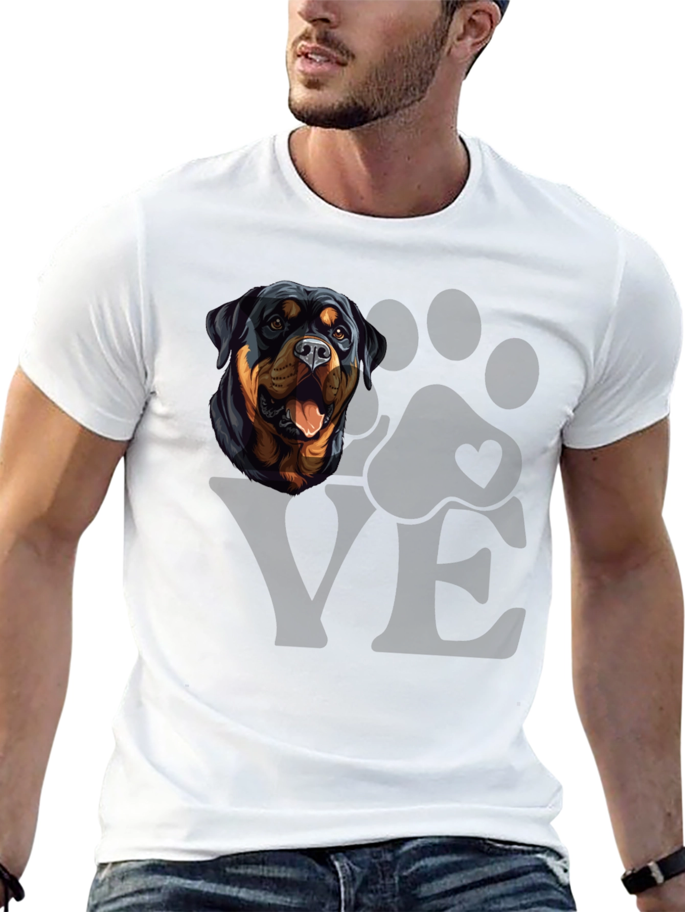 Rottweiler Dog LOVE T-Shirt - Mens Graphic Tee