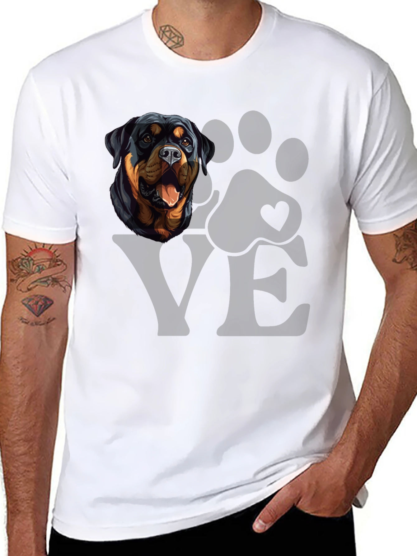Rottweiler Dog LOVE T-Shirt - Mens Graphic Tee