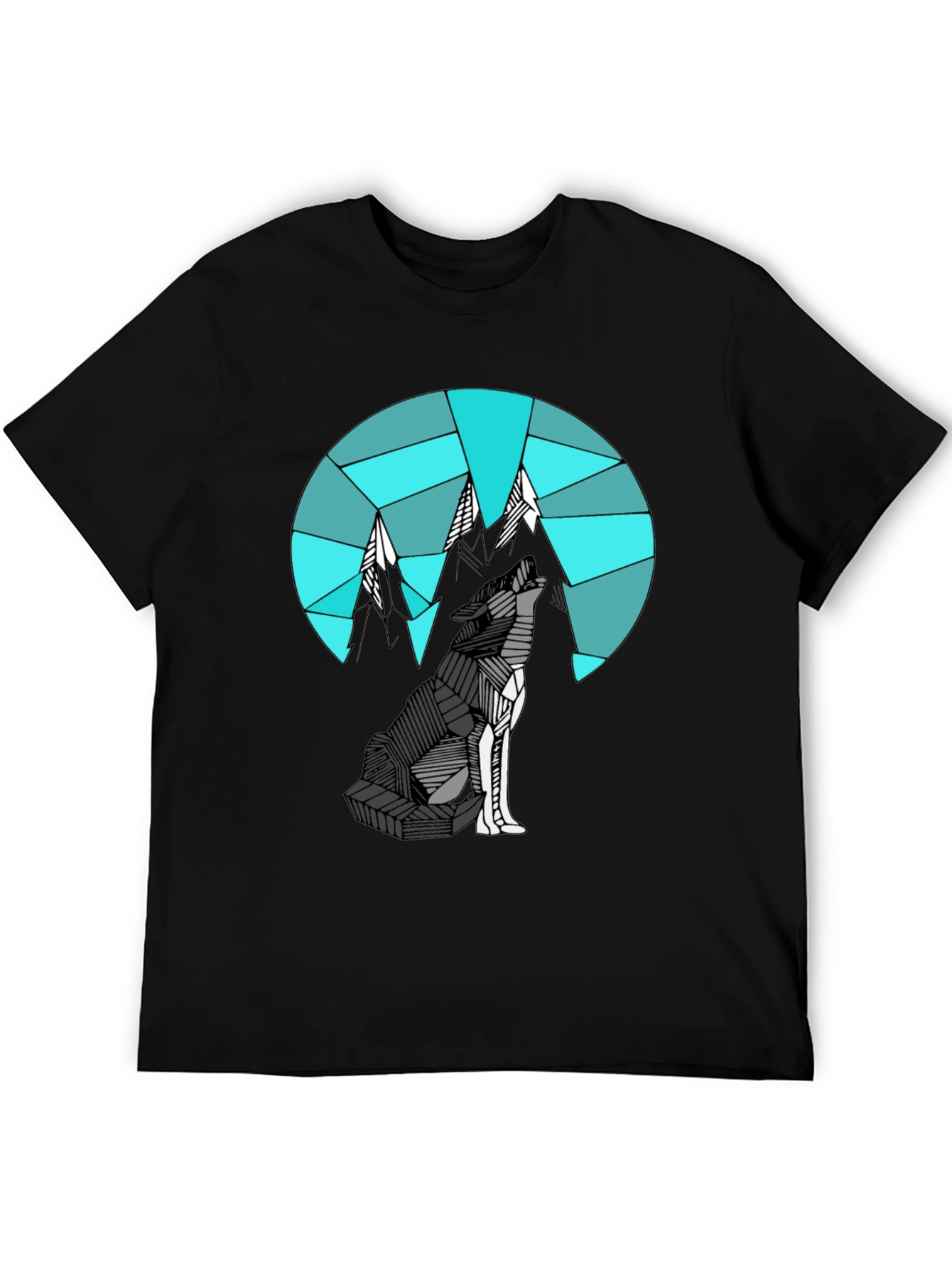 Geometric Wolf & Mountain Graphic Tee