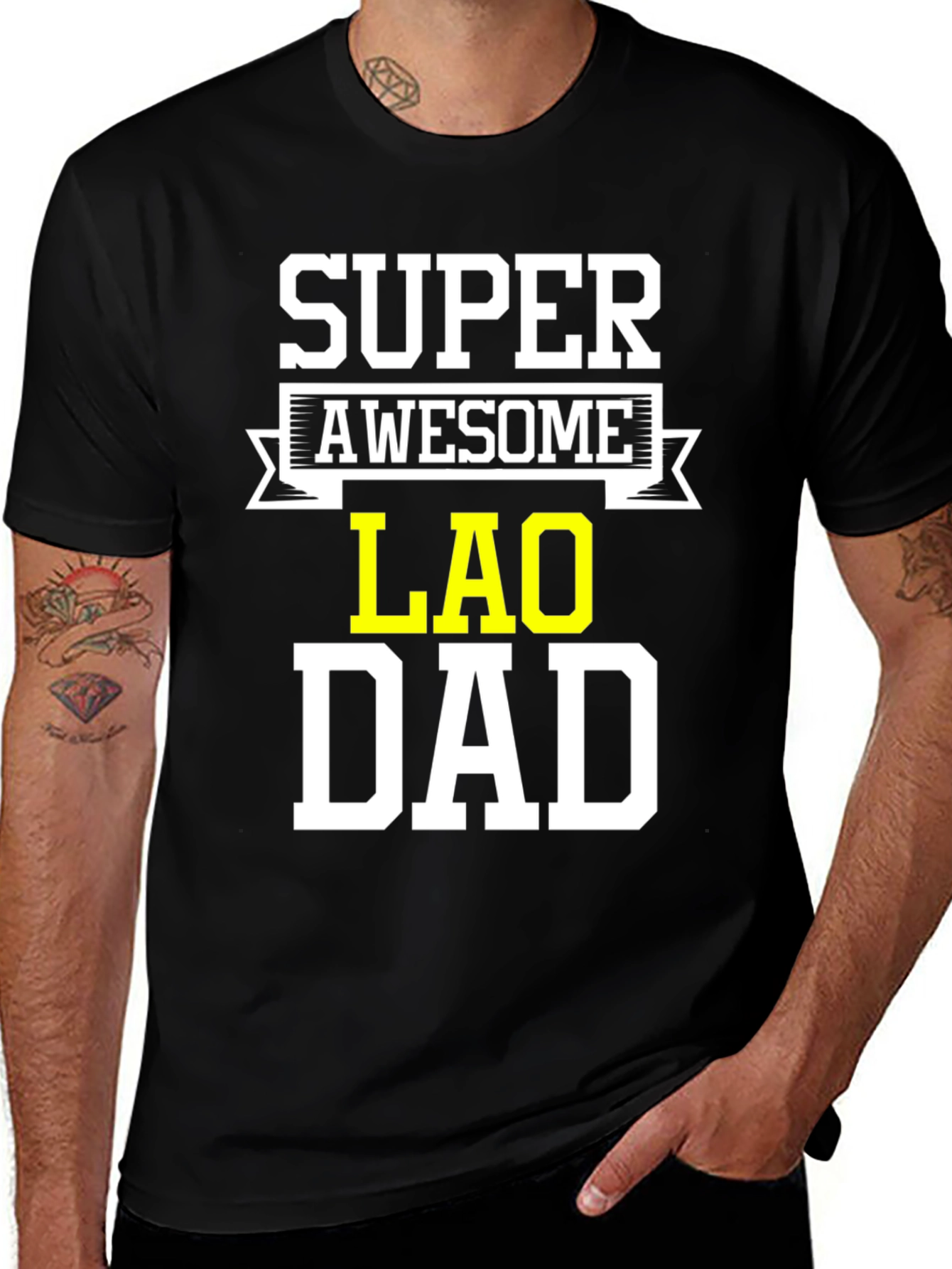Super Awesome Lao Dad T-Shirt - Fathers Day Gift