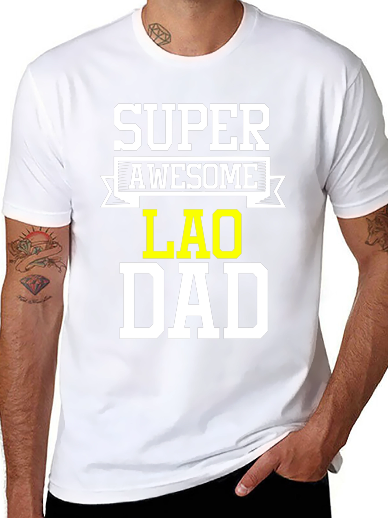 Super Awesome Lao Dad T-Shirt - Fathers Day Gift