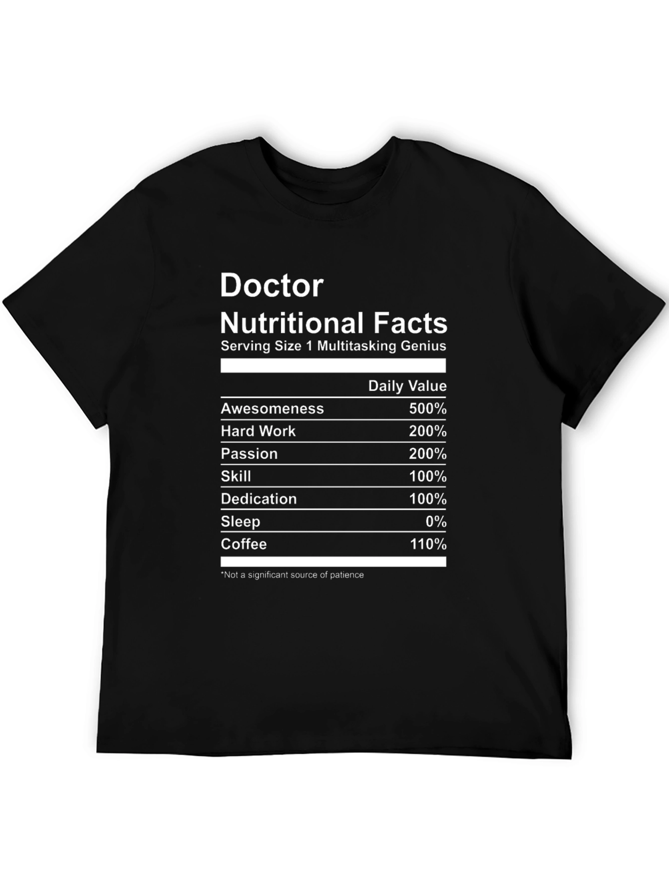 Doctor Nutritional Facts Black T-Shirt