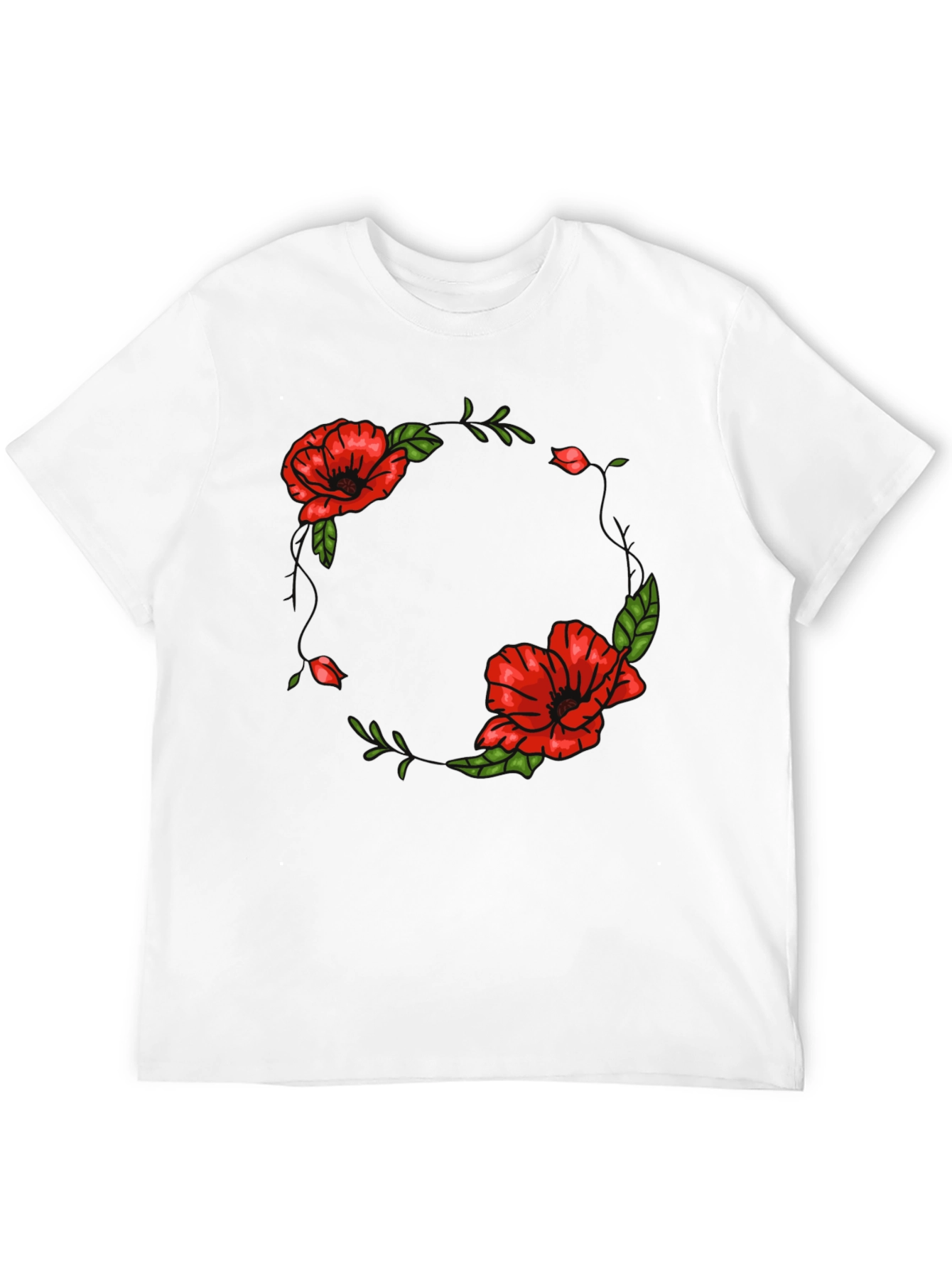Floral Poppy Graphic Black T-Shirt