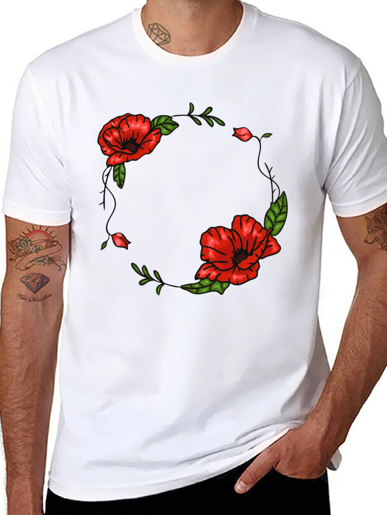 Floral Poppy Graphic Black T-Shirt