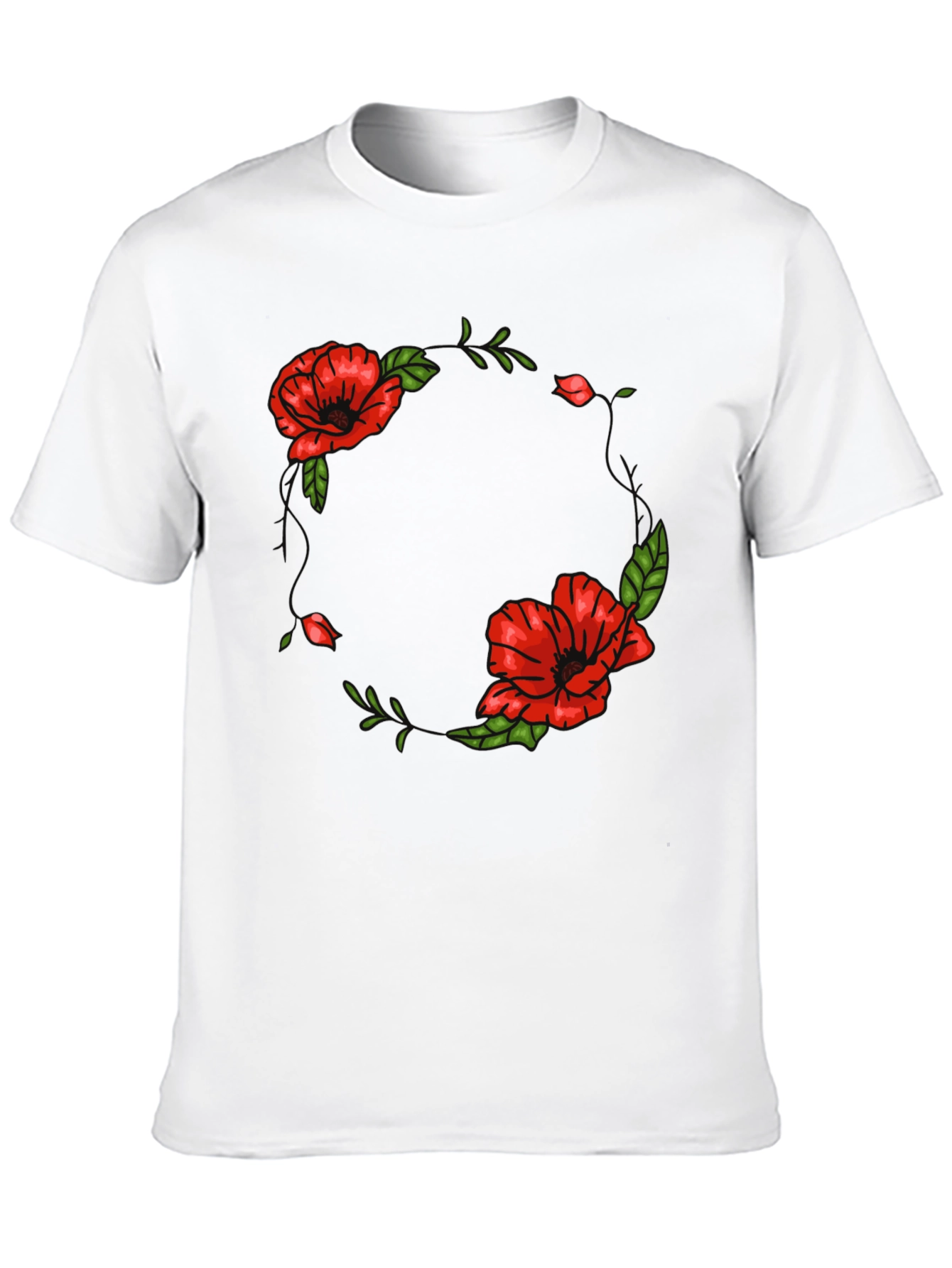 Floral Poppy Graphic Black T-Shirt