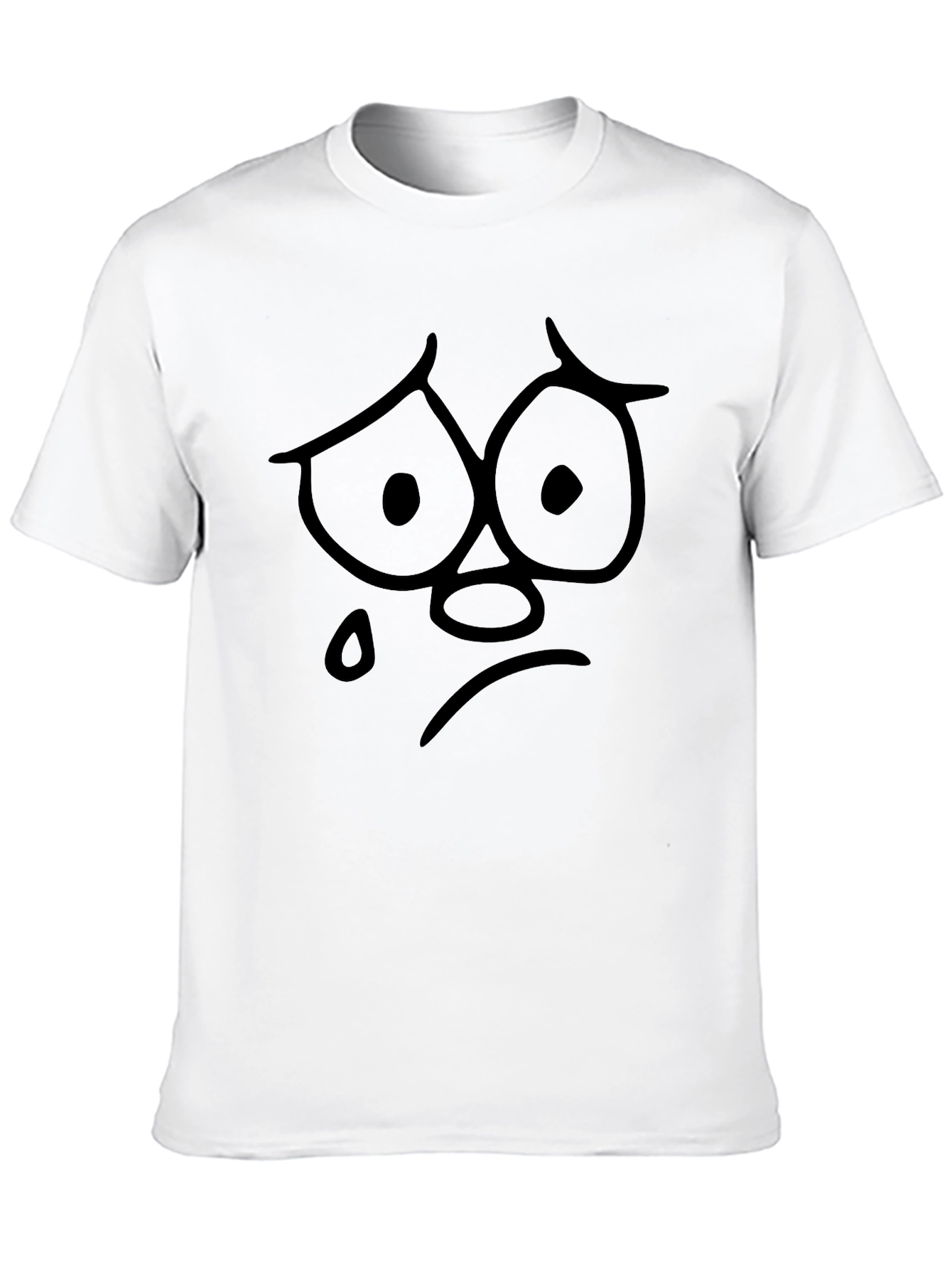 Sad Face Graphic Tee - Black Casual T-Shirt