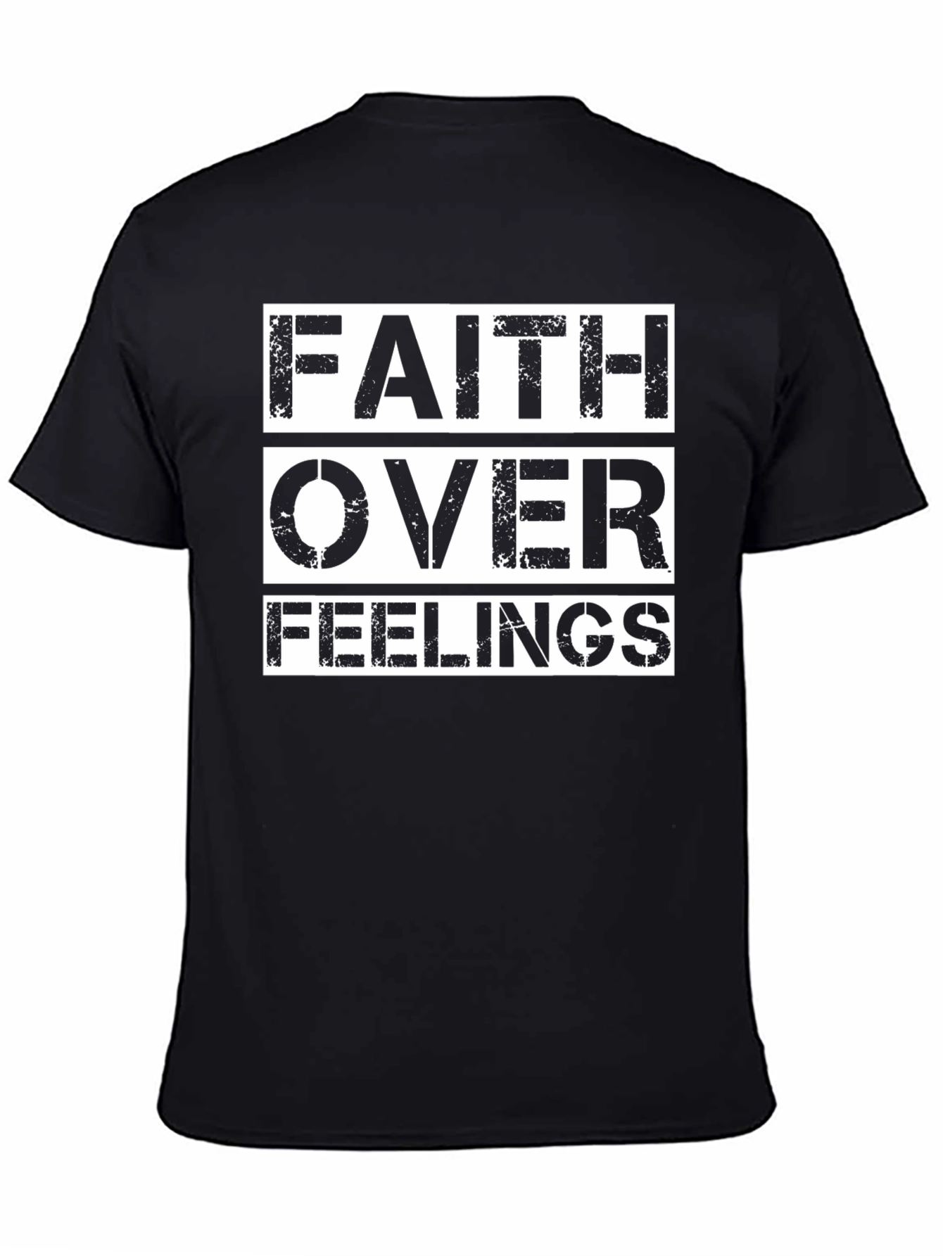 Faith Over Feelings Black Graphic T-Shirt