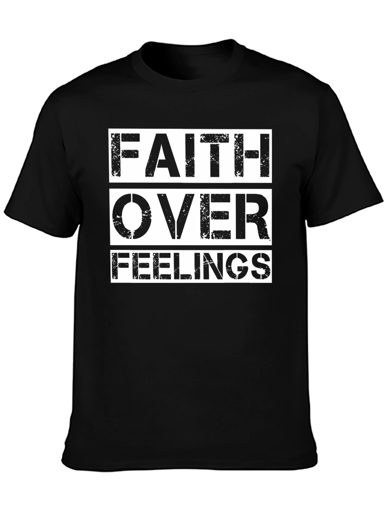 Faith Over Feelings Black Graphic T-Shirt