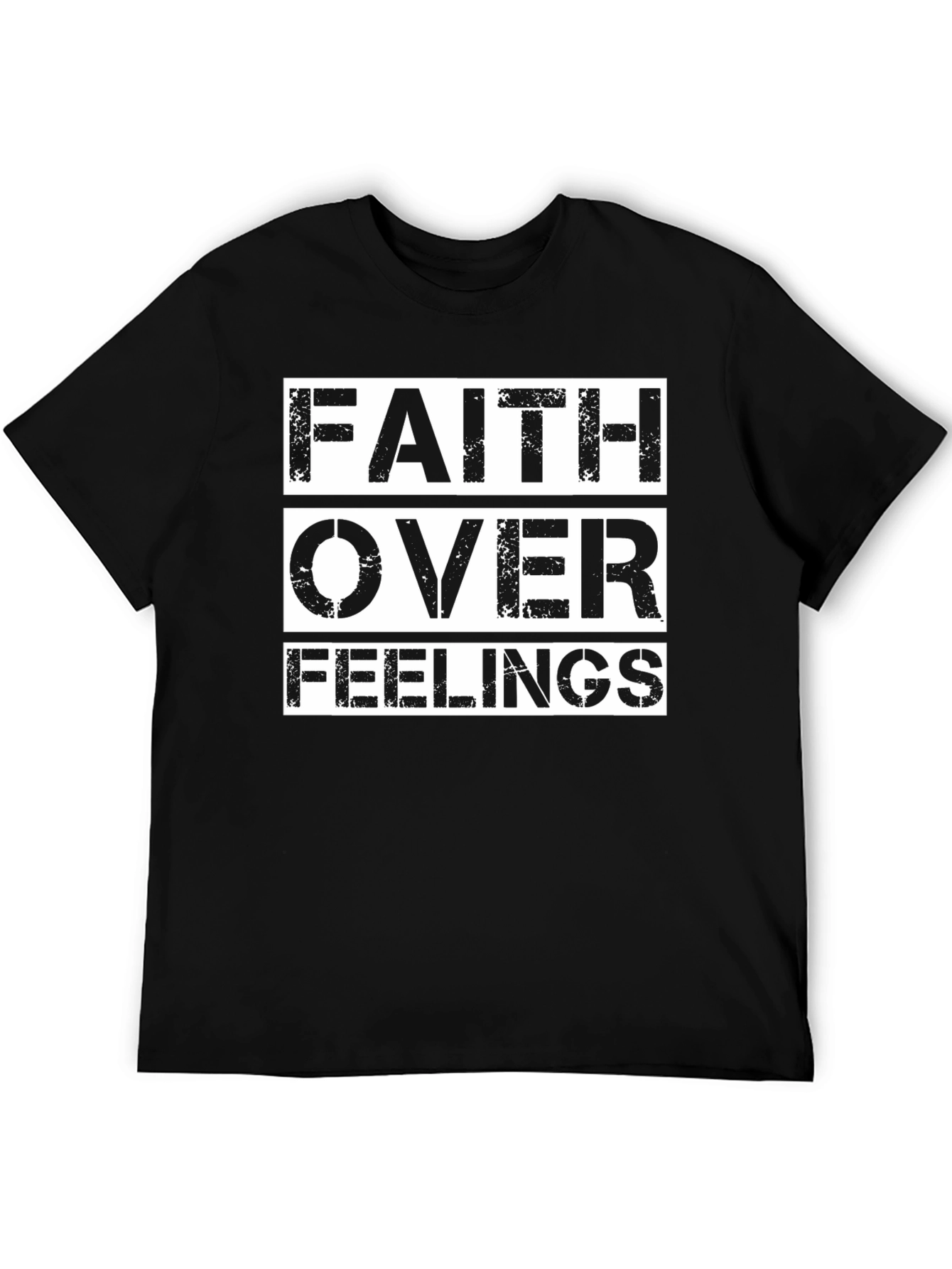 Faith Over Feelings Black Graphic T-Shirt