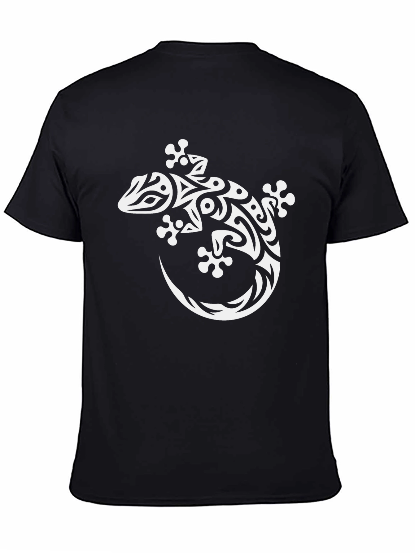 Tribal Gecko Graphic T-Shirt - Black