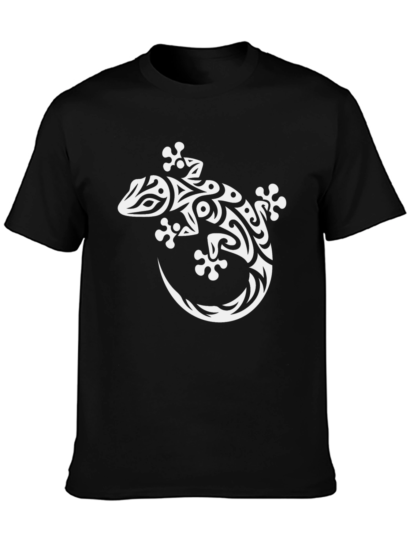 Tribal Gecko Graphic T-Shirt - Black
