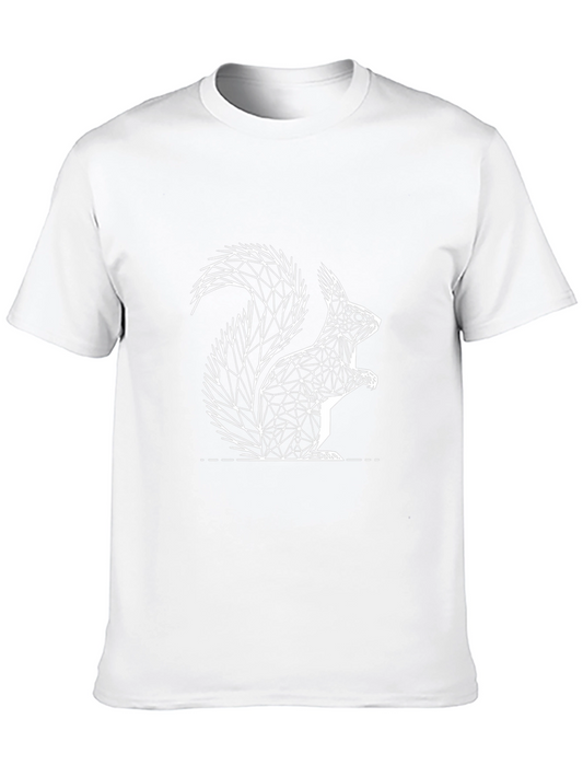 Geometric Squirrel Graphic Tee - Black Cotton T-Shirt