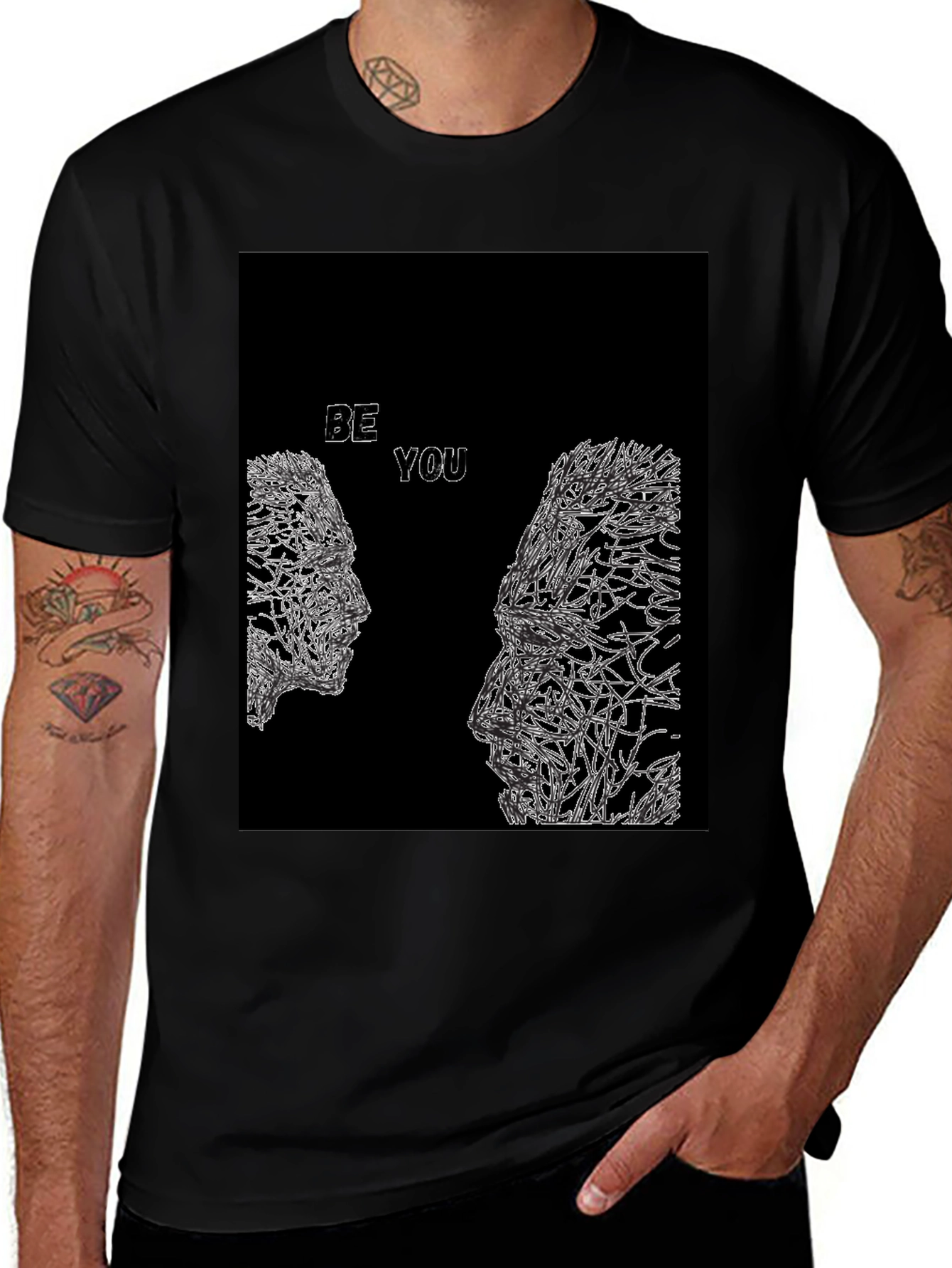 Abstract Be You Black Graphic Tee