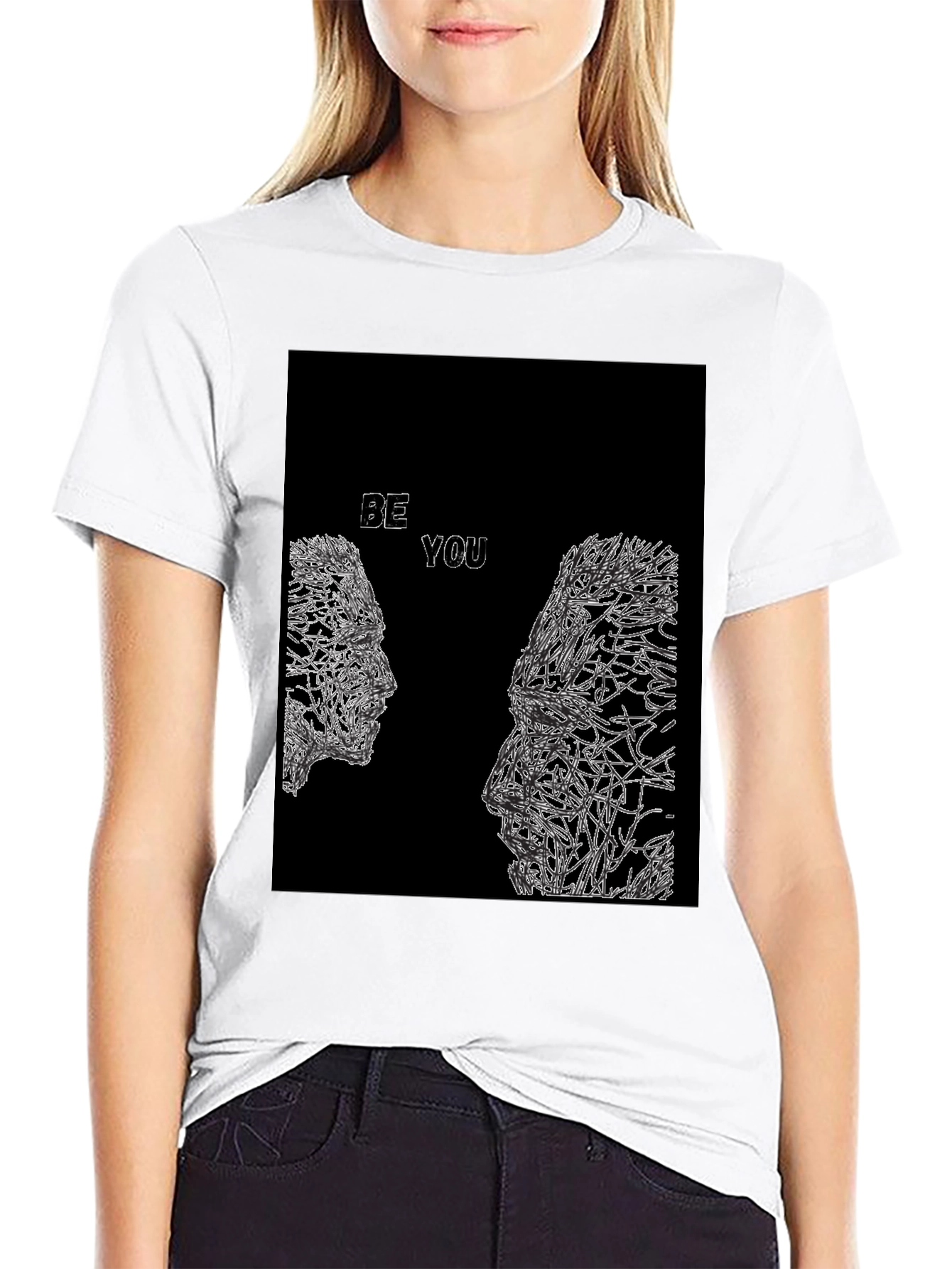 Abstract Be You Black Graphic Tee