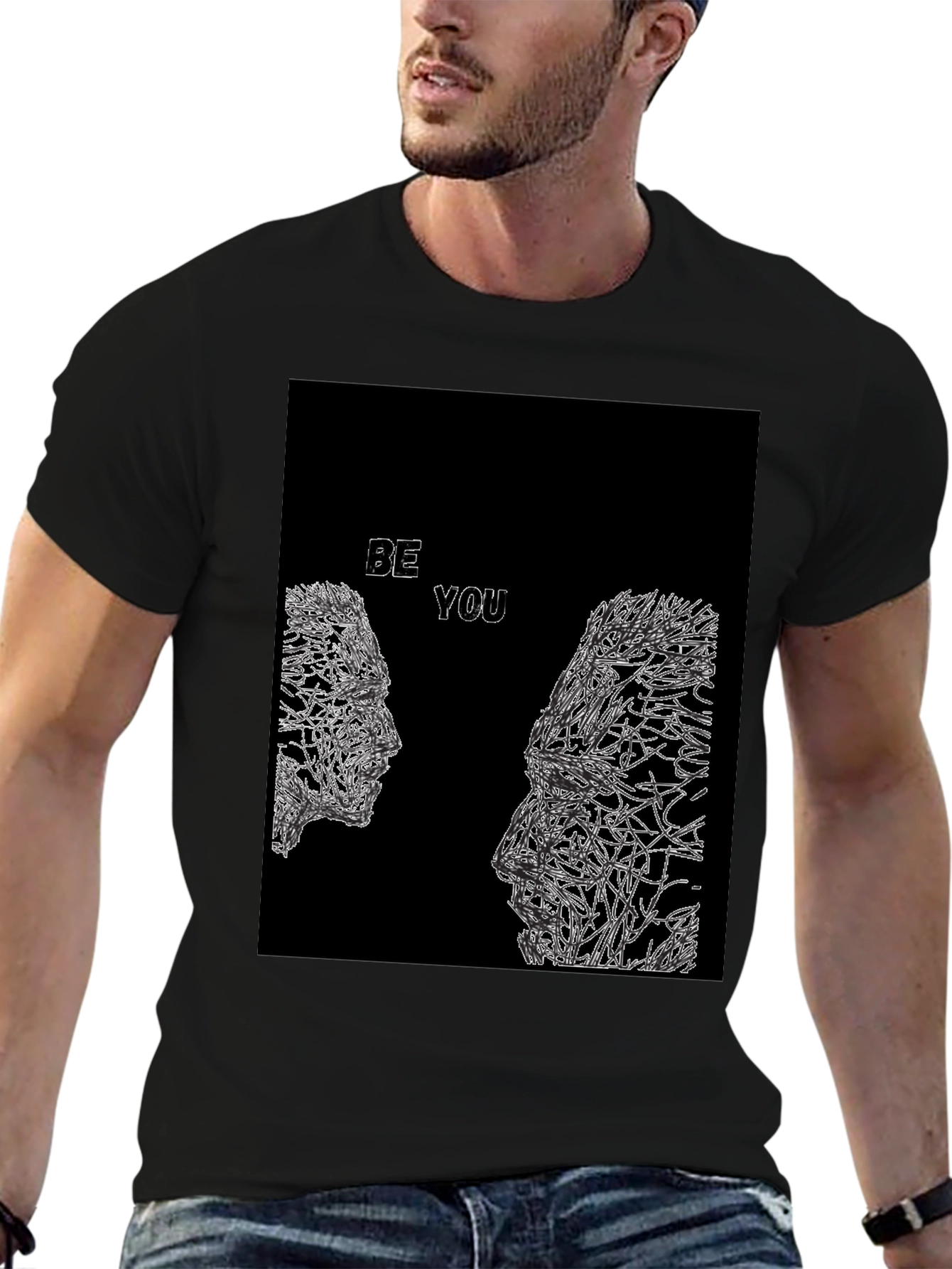 Abstract Be You Black Graphic Tee