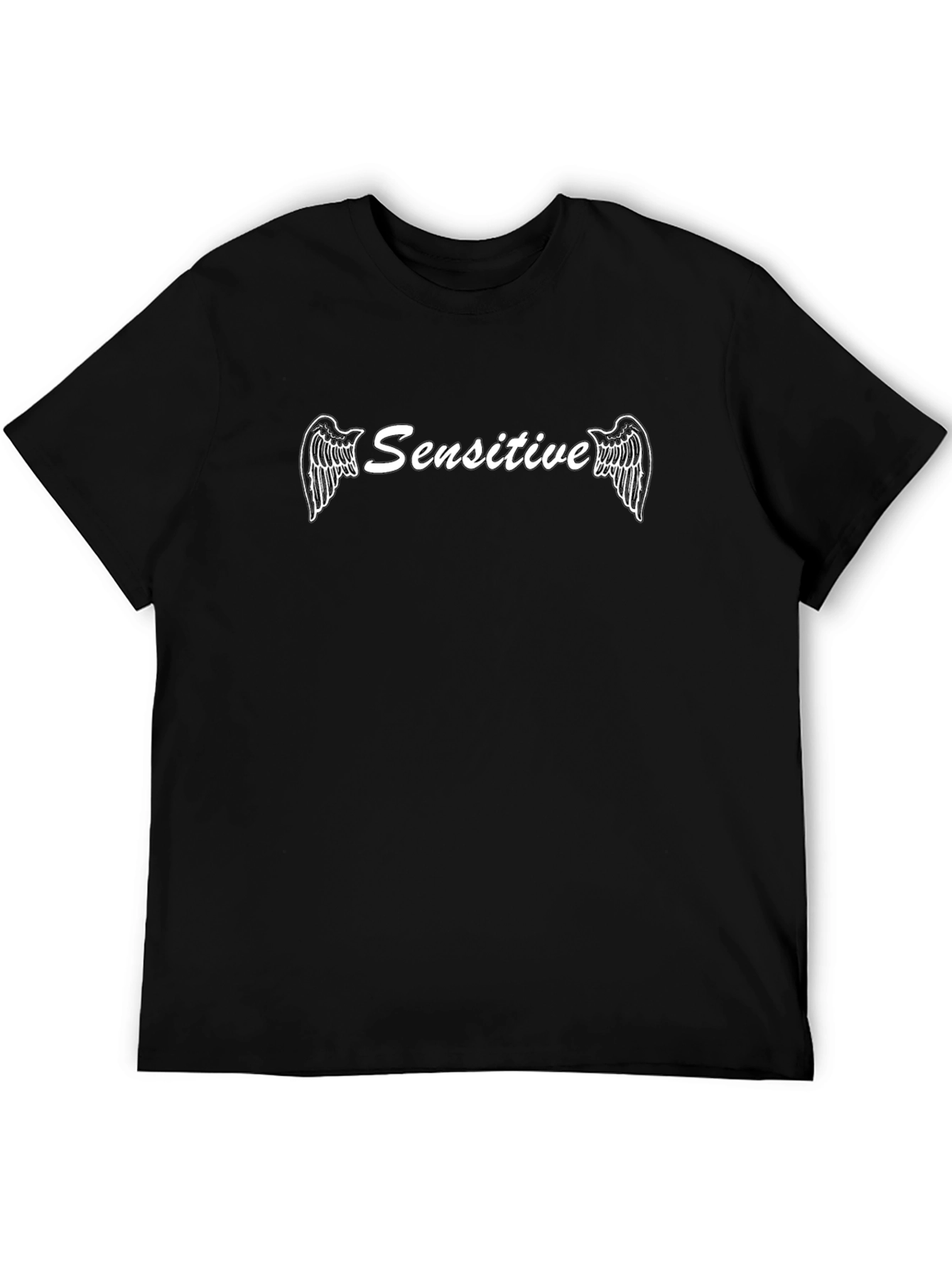 Sensitive Angel Wings Graphic Tee - Black