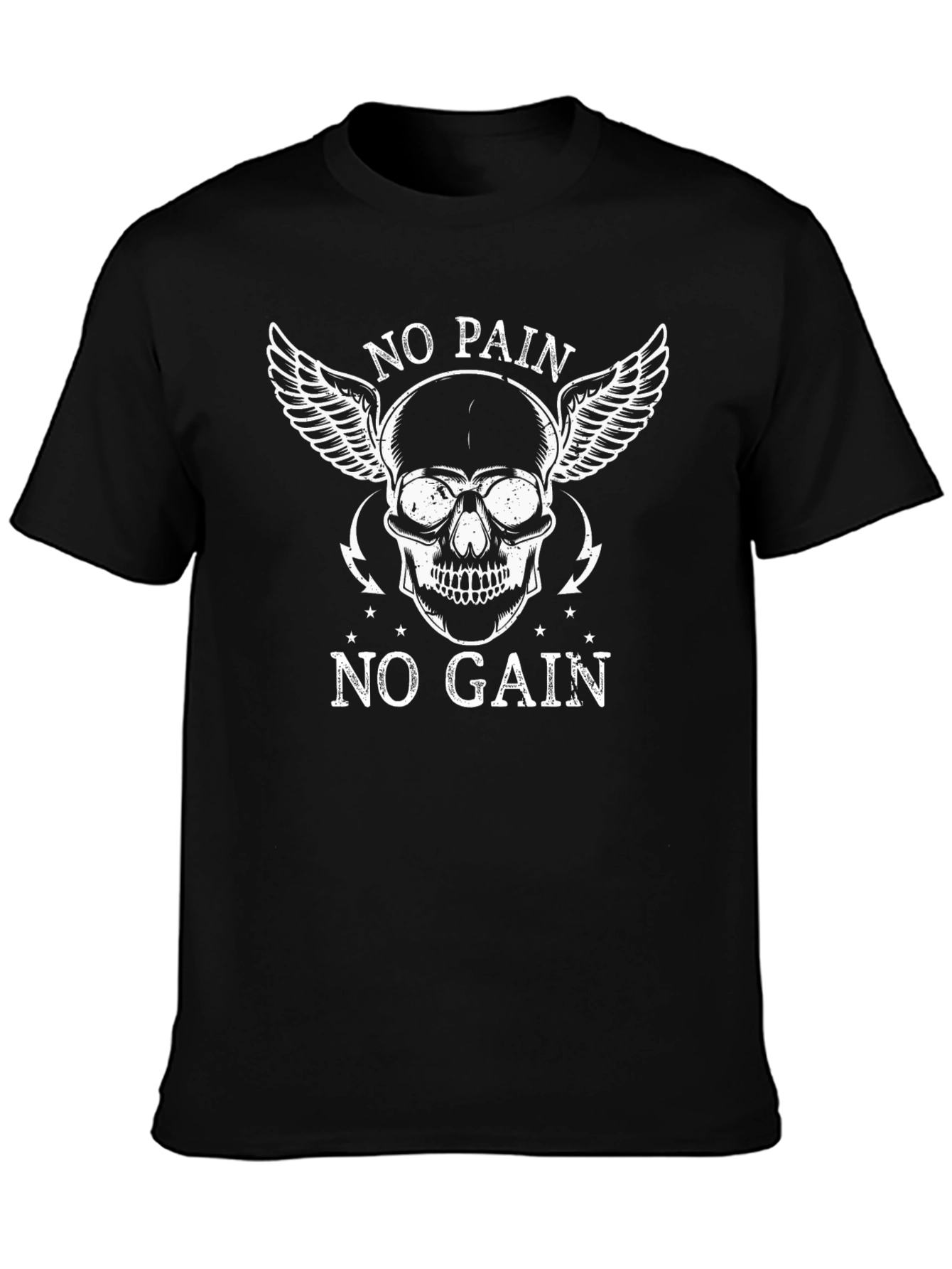 No Pain No Gain Skull Graphic T-Shirt